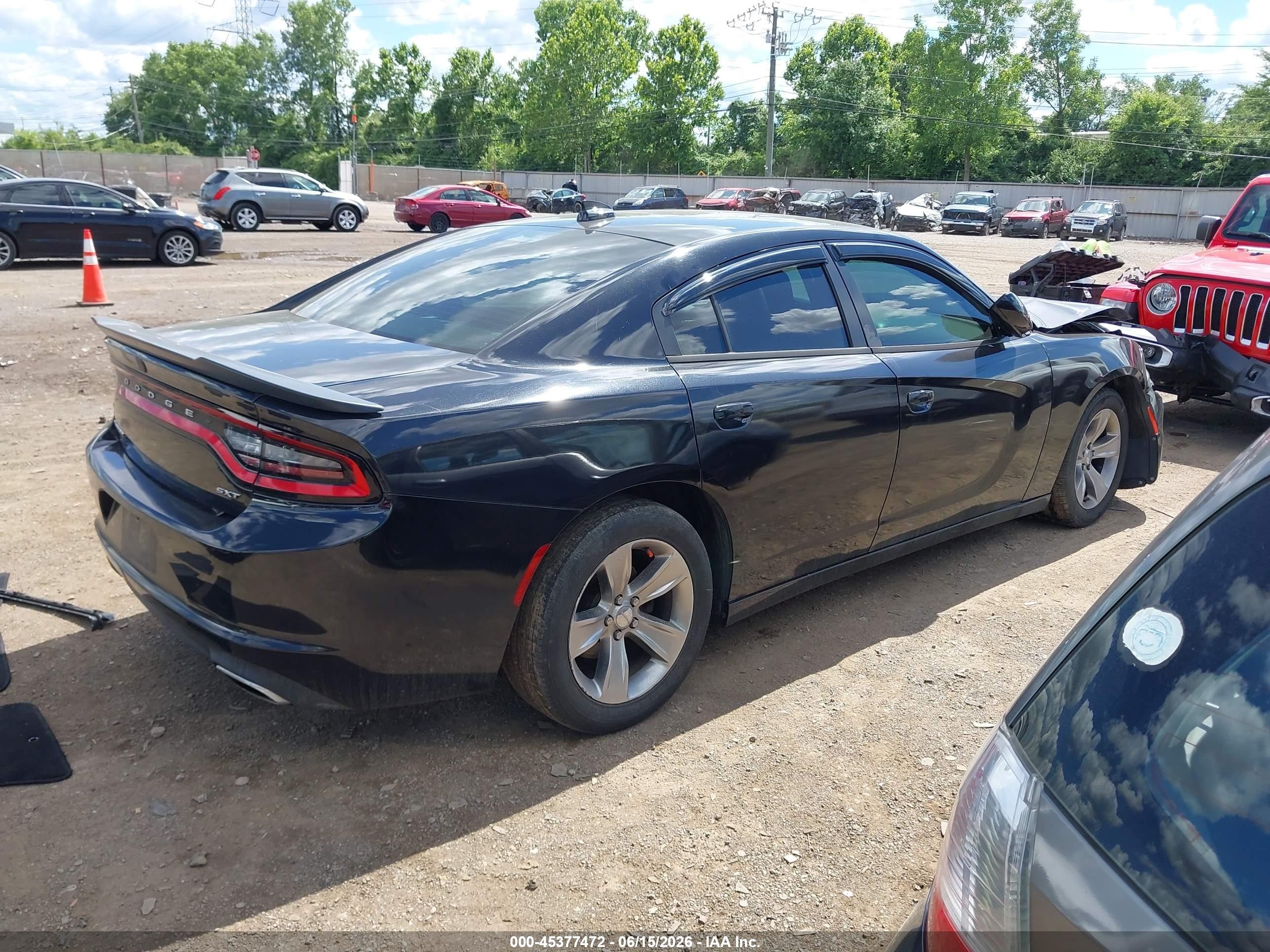 2015 Dodge Charger Sxt Black vin: 2C3CDXHG5FH856527