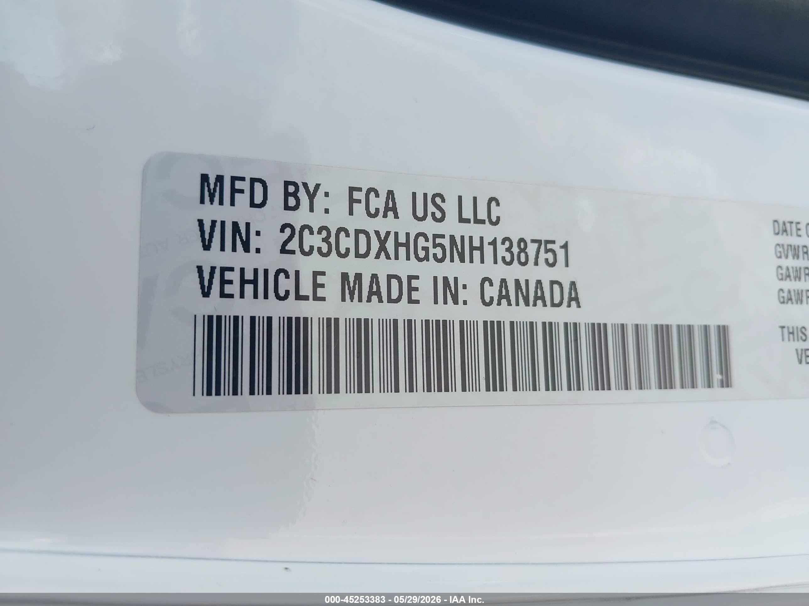 2022 Dodge Charger Gt Rwd White vin: 2C3CDXHG5NH138751