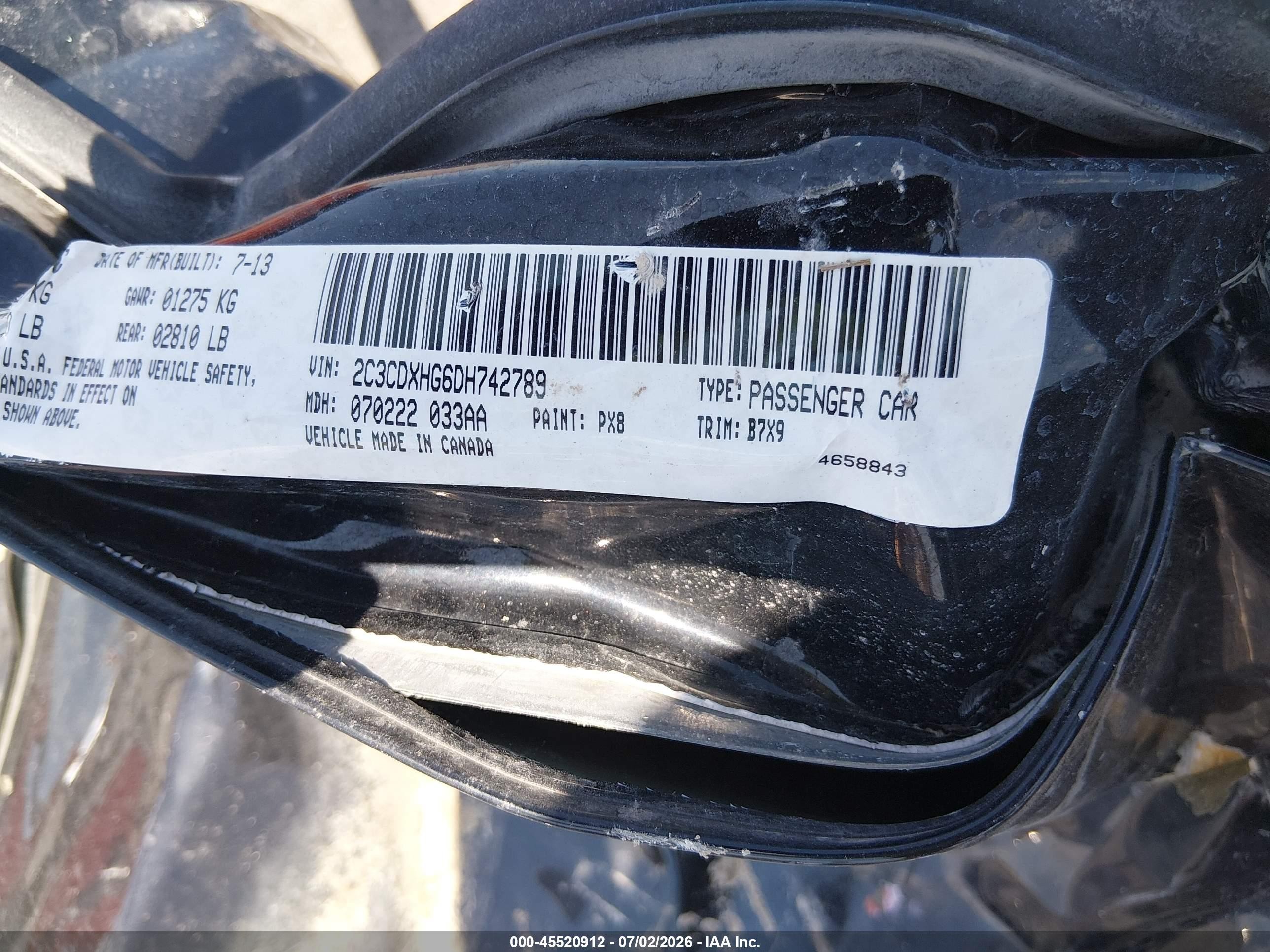 2013 Dodge Charger Sxt Black vin: 2C3CDXHG6DH742789