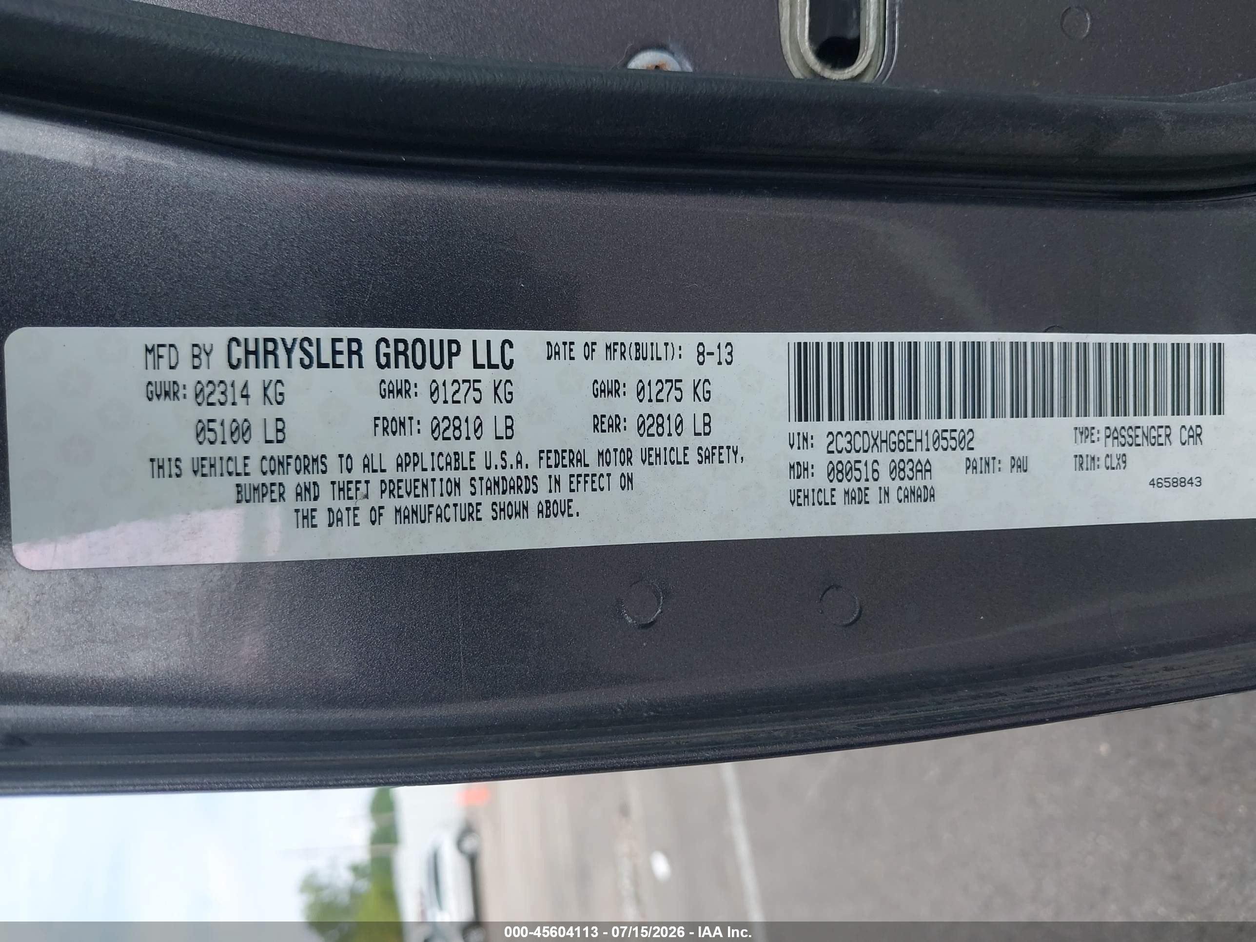 2014 Dodge Charger Sxt Plus Серый vin: 2C3CDXHG6EH105502