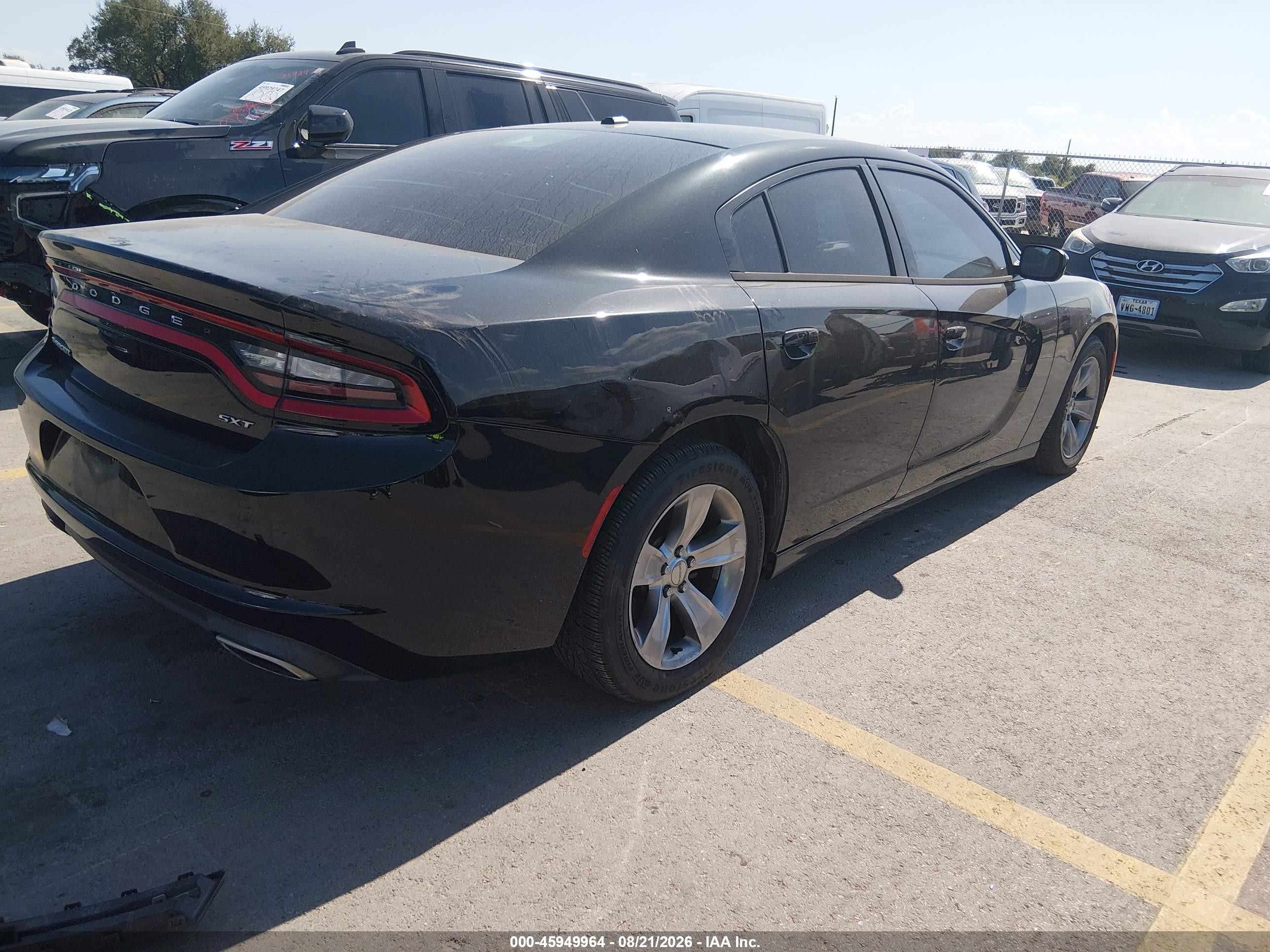 2015 Dodge Charger Sxt Black vin: 2C3CDXHG6FH832012