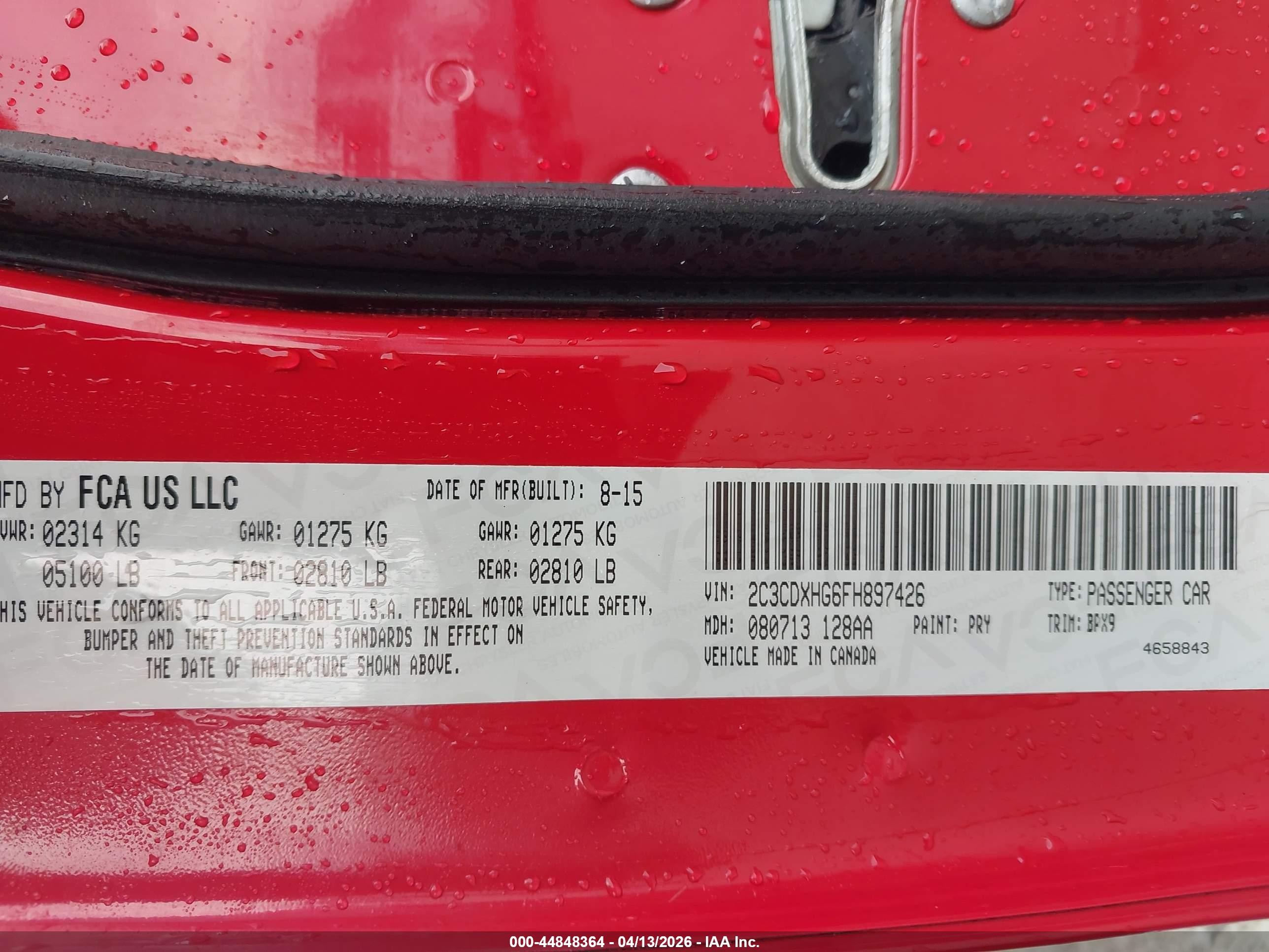 2015 Dodge Charger Sxt Red vin: 2C3CDXHG6FH897426