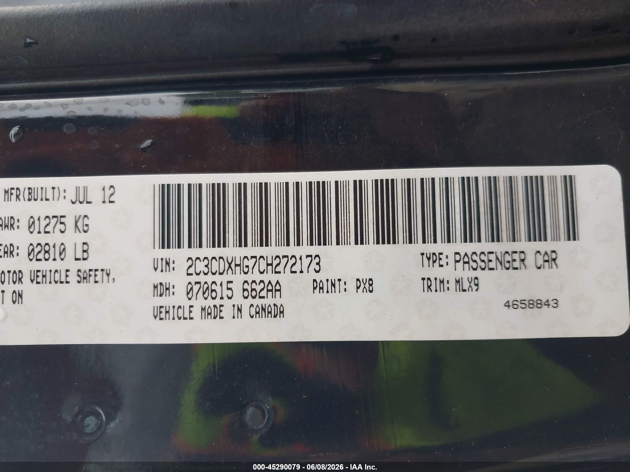 2012 Dodge Charger Sxt Black vin: 2C3CDXHG7CH272173