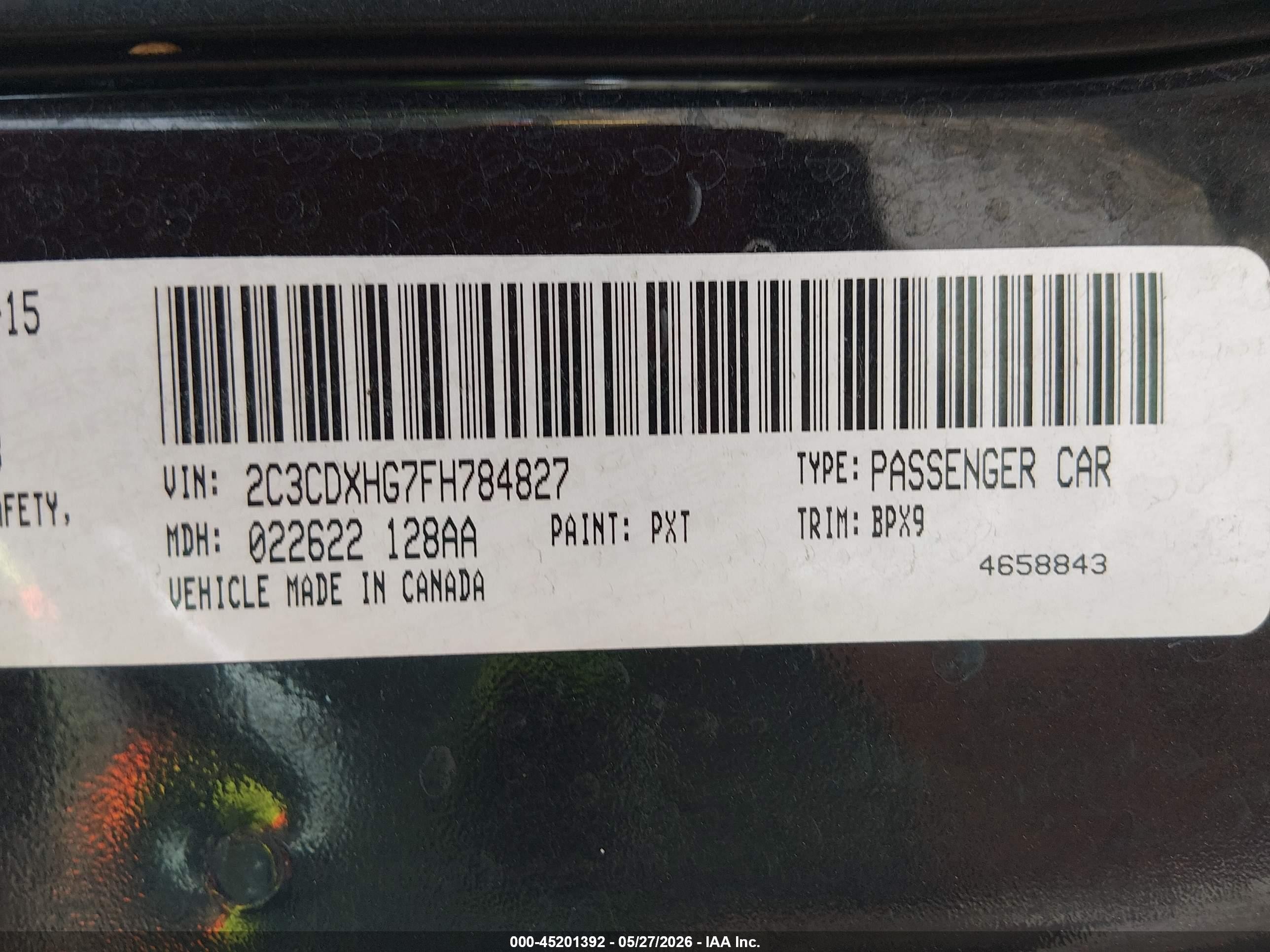 2015 Dodge Charger Sxt Black vin: 2C3CDXHG7FH784827