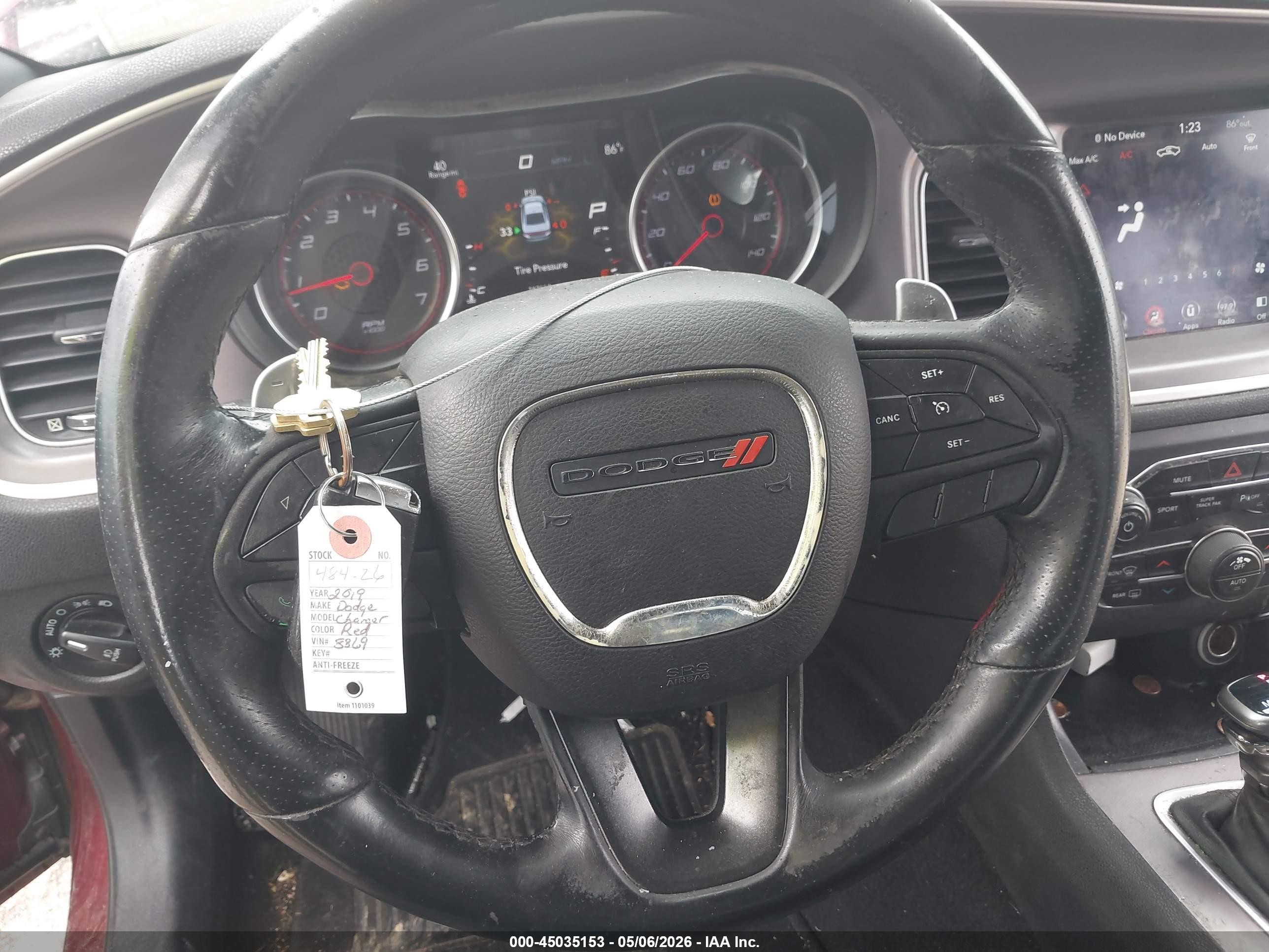 2019 Dodge Charger Gt Rwd Red vin: 2C3CDXHG7KH608869