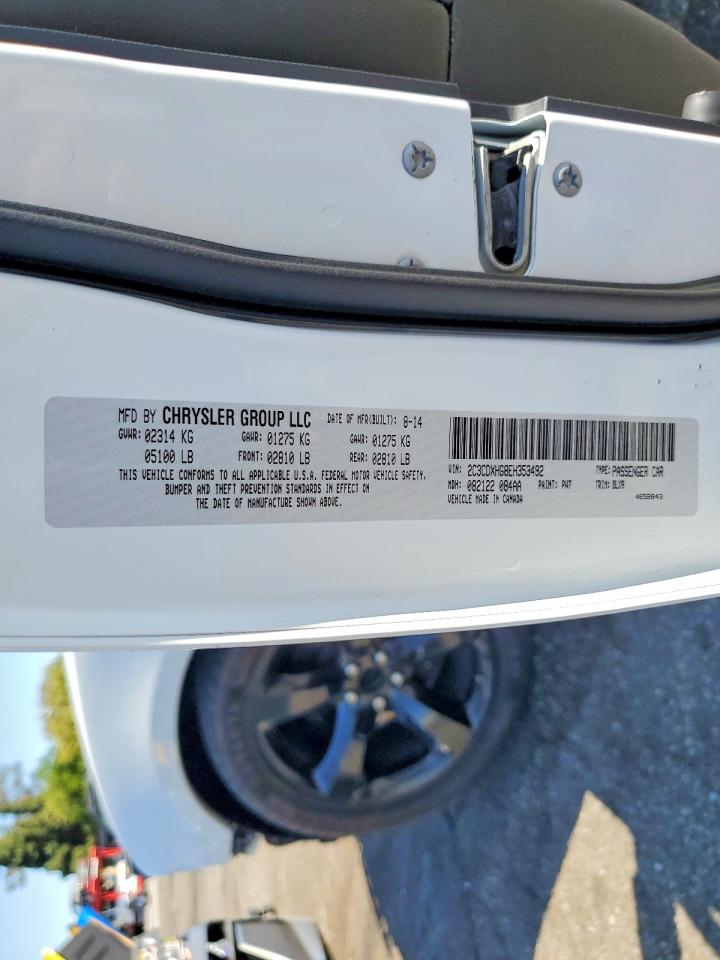 2014 Dodge Charger Sxt White vin: 2C3CDXHG8EH353492