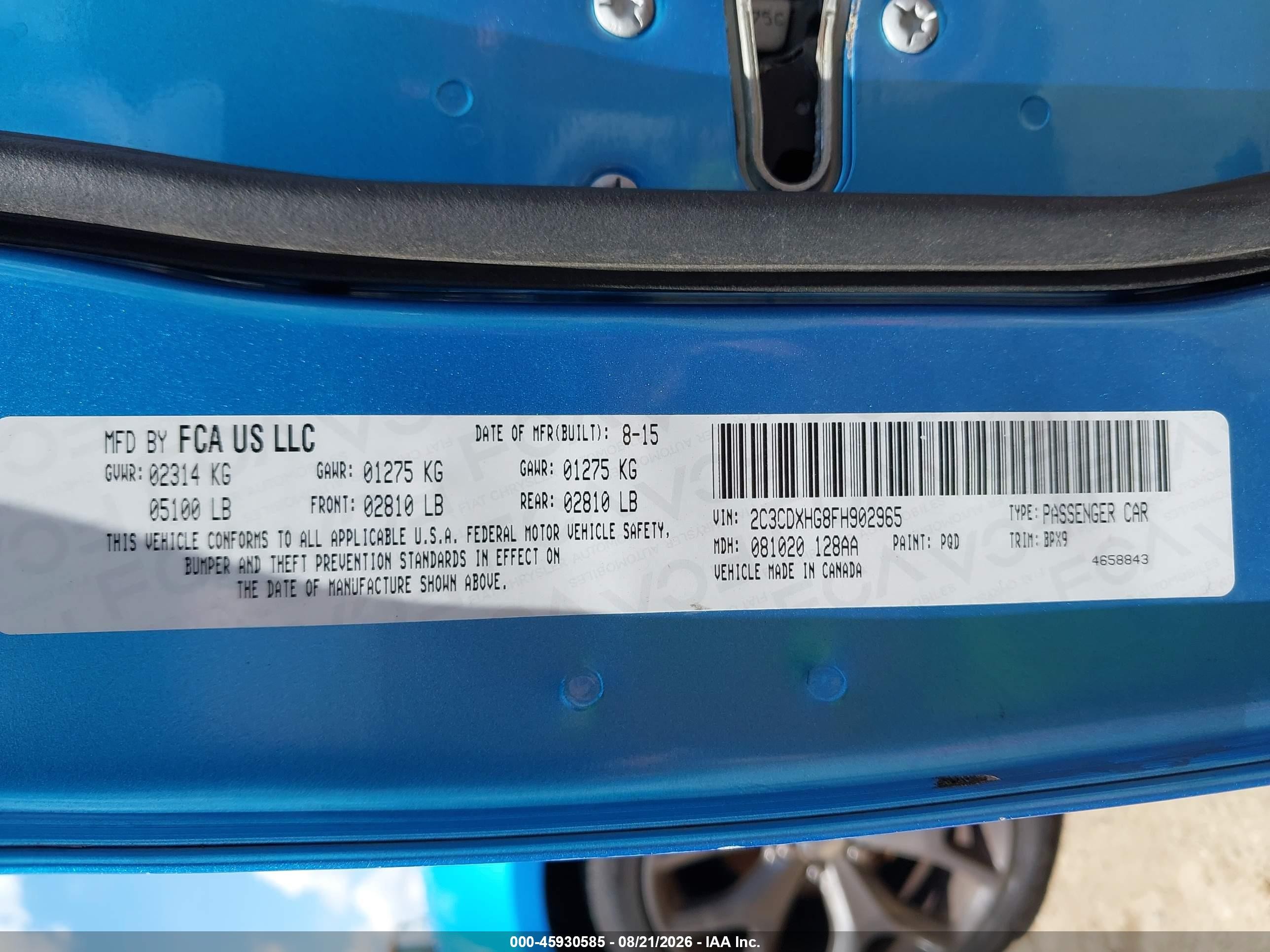 2015 Dodge Charger Sxt Blue vin: 2C3CDXHG8FH902965