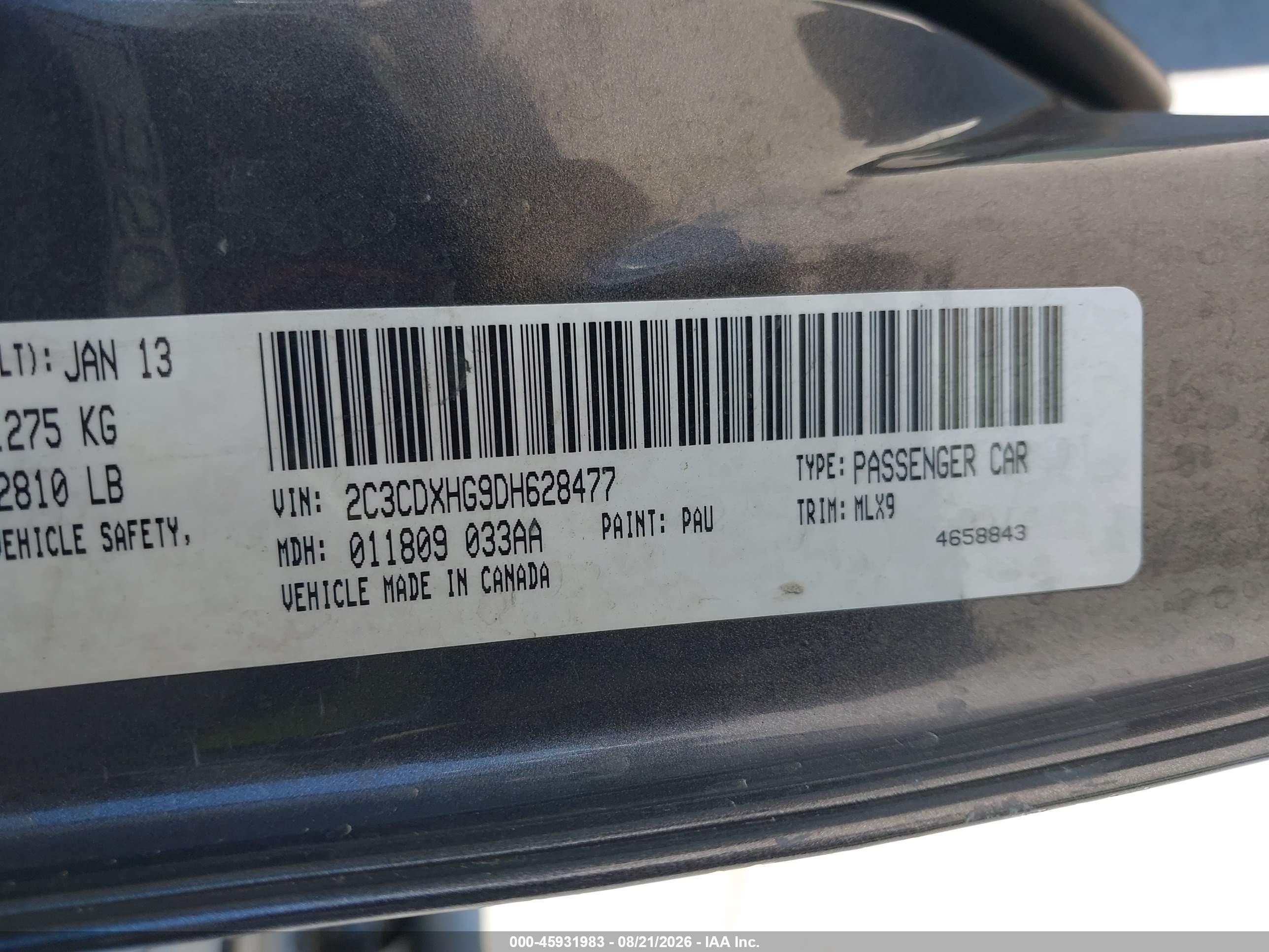 2013 Dodge Charger Sxt Plus Серый vin: 2C3CDXHG9DH628477