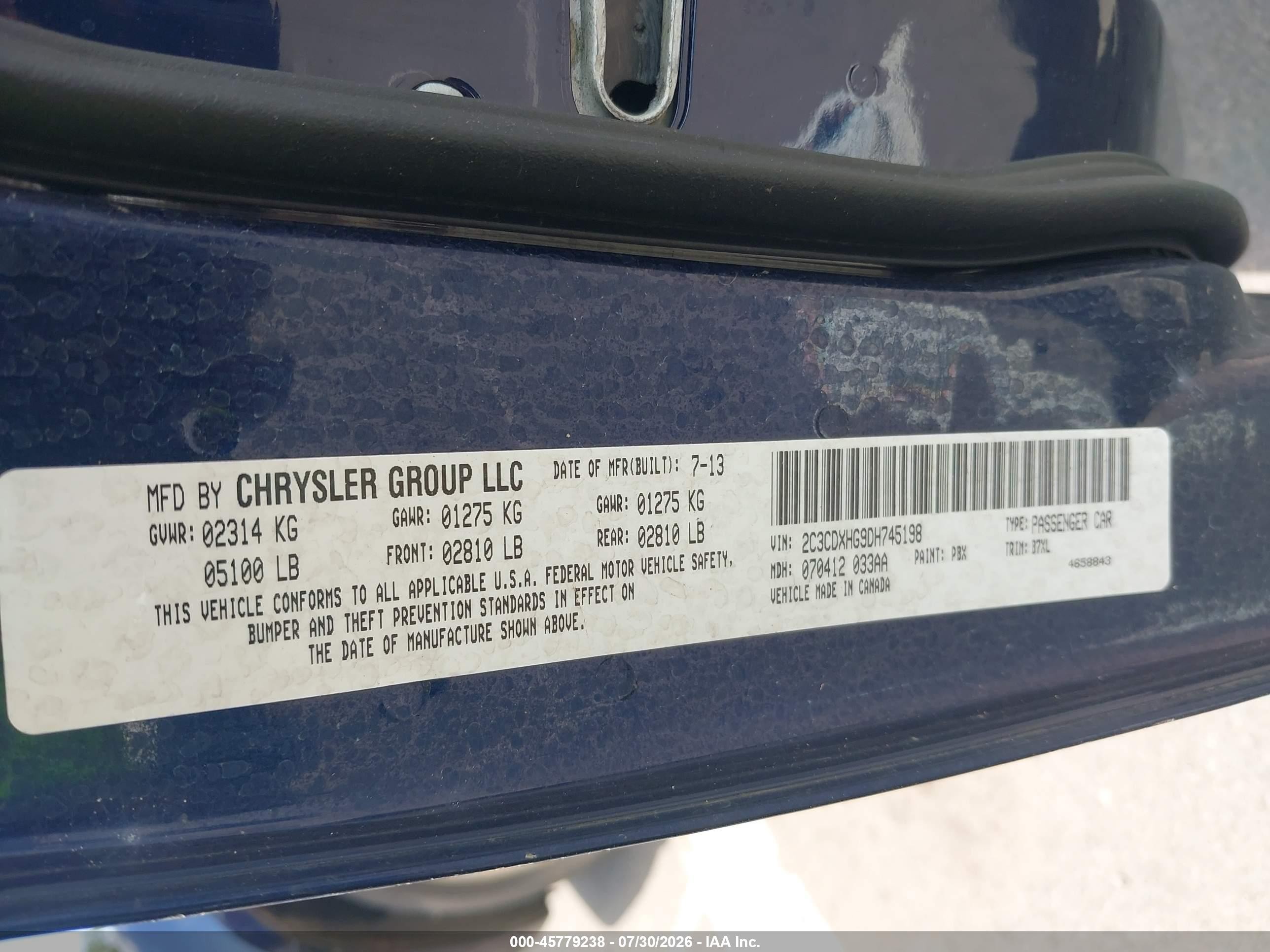 2013 Dodge Charger Sxt Синий vin: 2C3CDXHG9DH745198