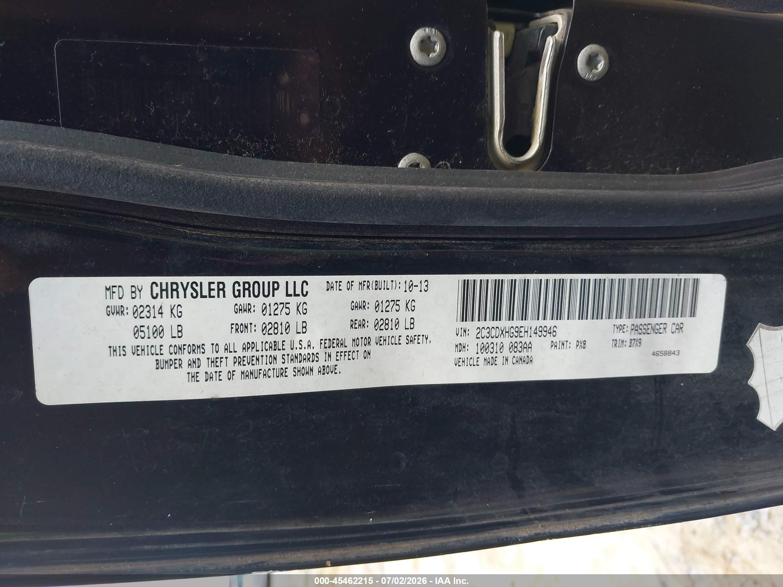 2014 Dodge Charger Sxt Black vin: 2C3CDXHG9EH149946