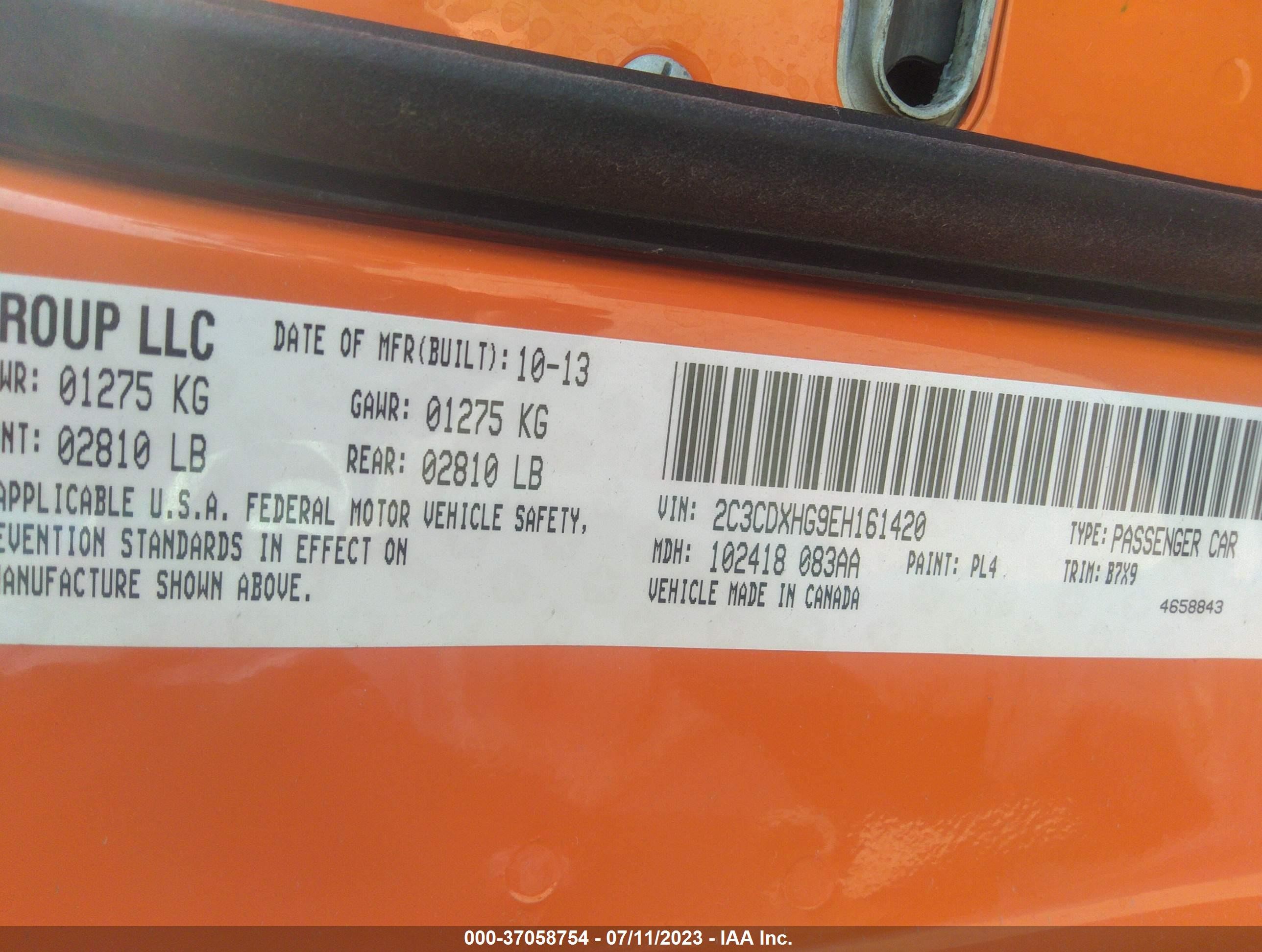 2014 Dodge Charger Sxt Orange vin: 2C3CDXHG9EH161420