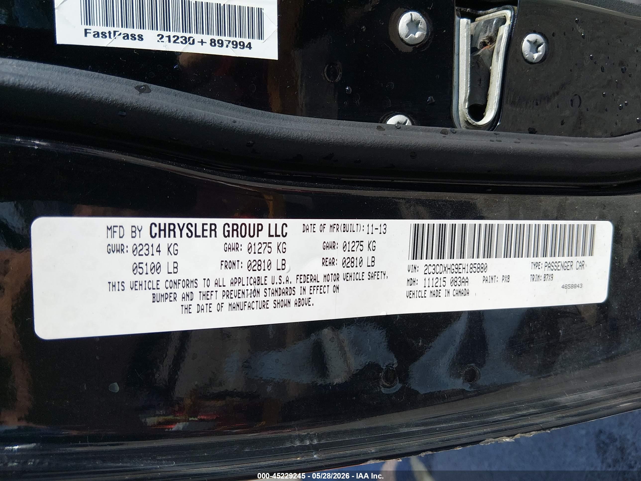 2014 Dodge Charger Sxt Black vin: 2C3CDXHG9EH185880