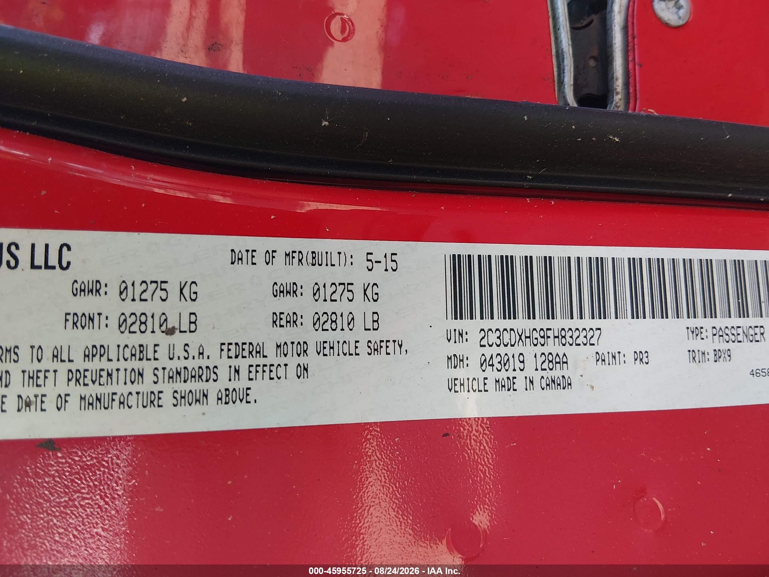 2015 Dodge Charger Sxt Красный vin: 2C3CDXHG9FH832327