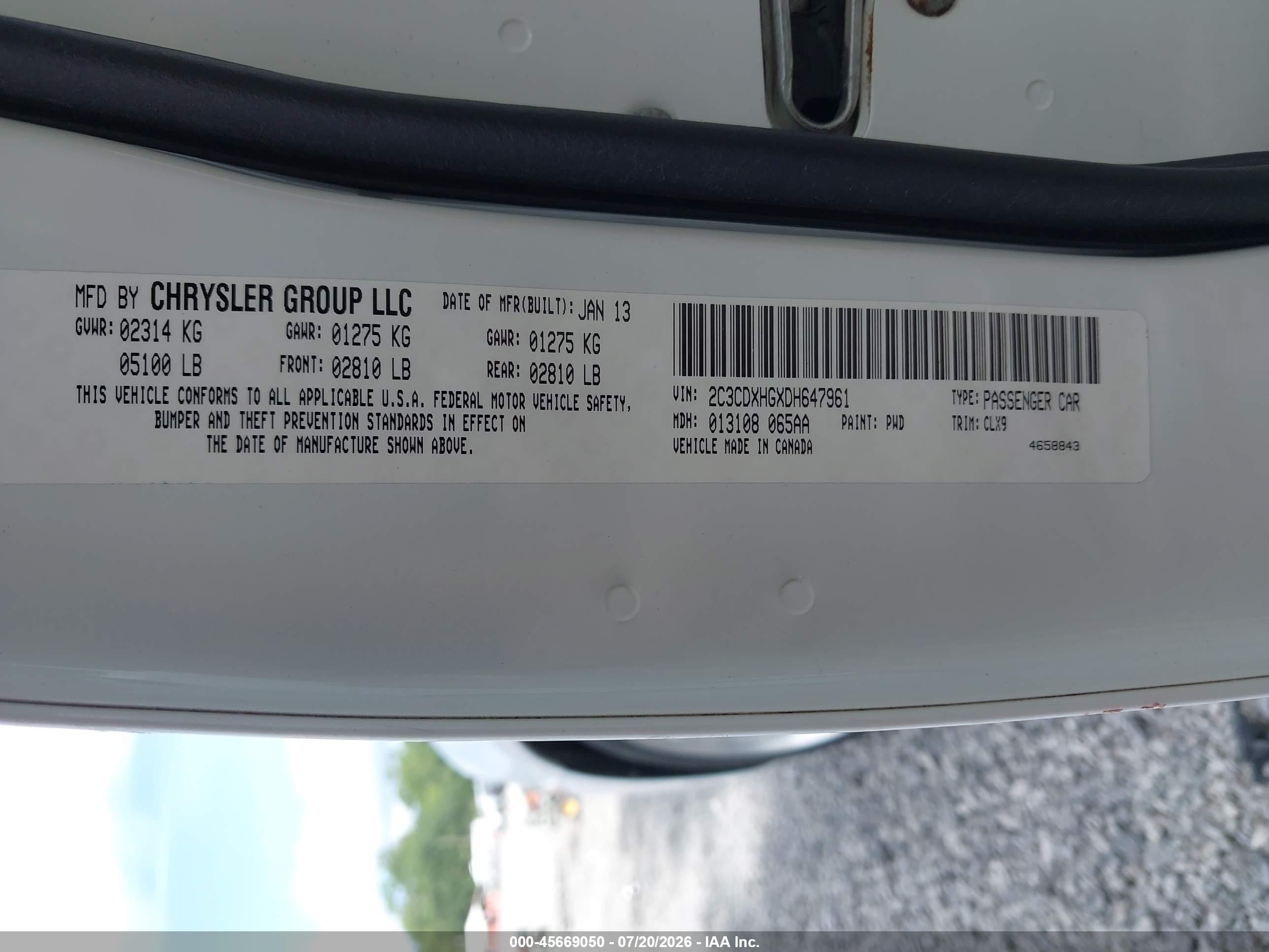 2013 Dodge Charger Sxt Plus White vin: 2C3CDXHGXDH647961