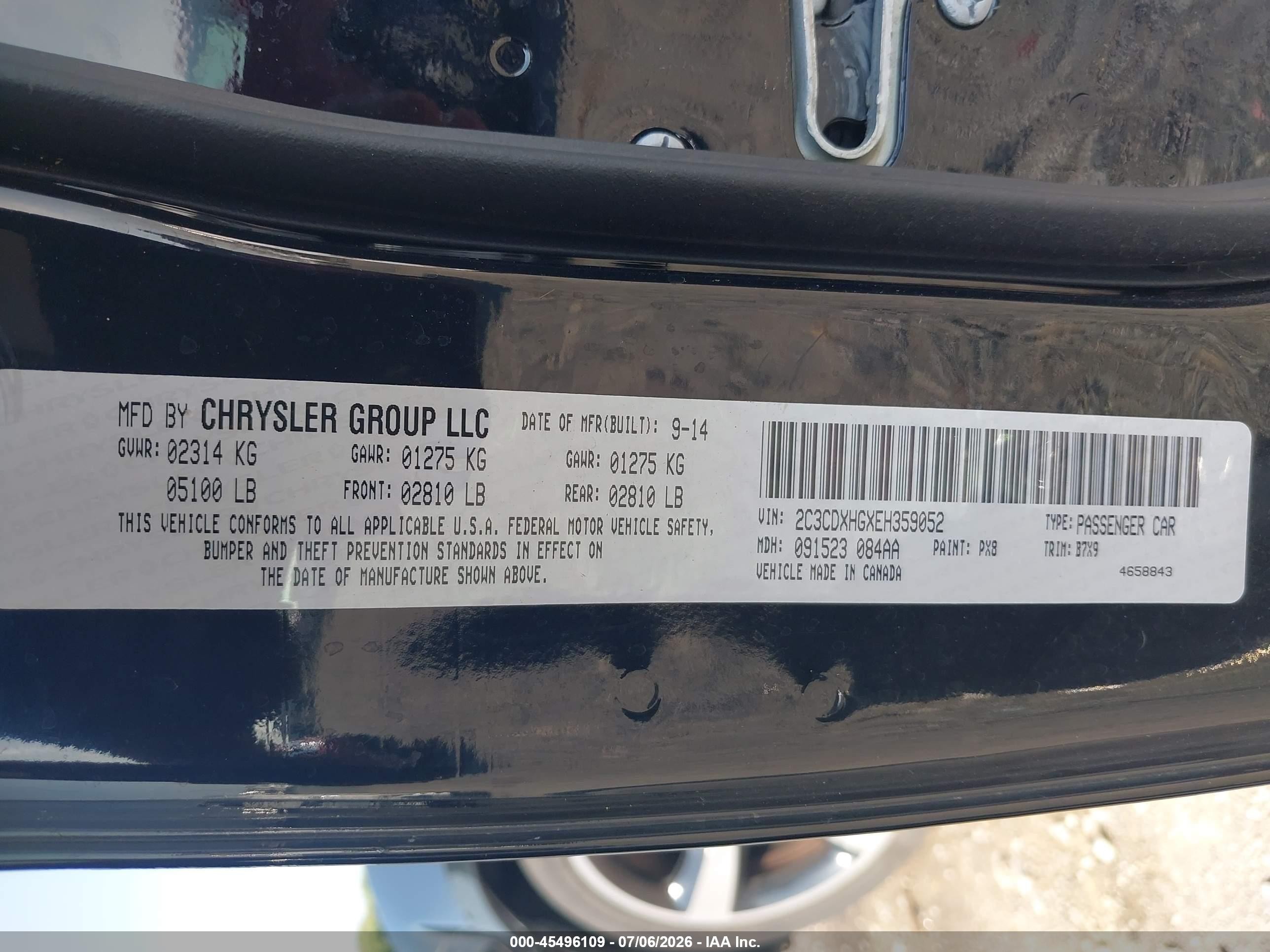 2014 Dodge Charger Sxt Black vin: 2C3CDXHGXEH359052