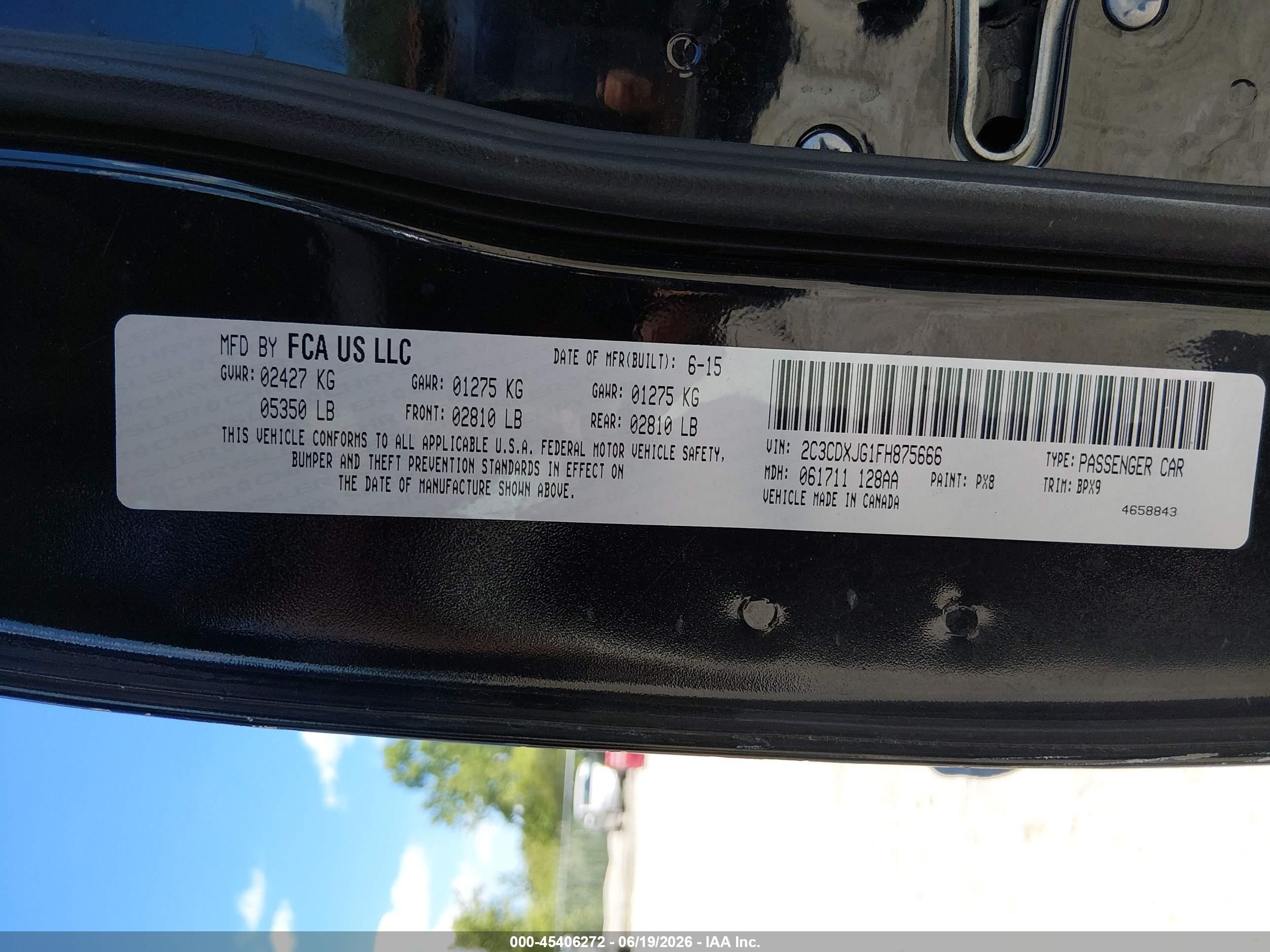 2015 Dodge Charger Sxt Black vin: 2C3CDXJG1FH875666