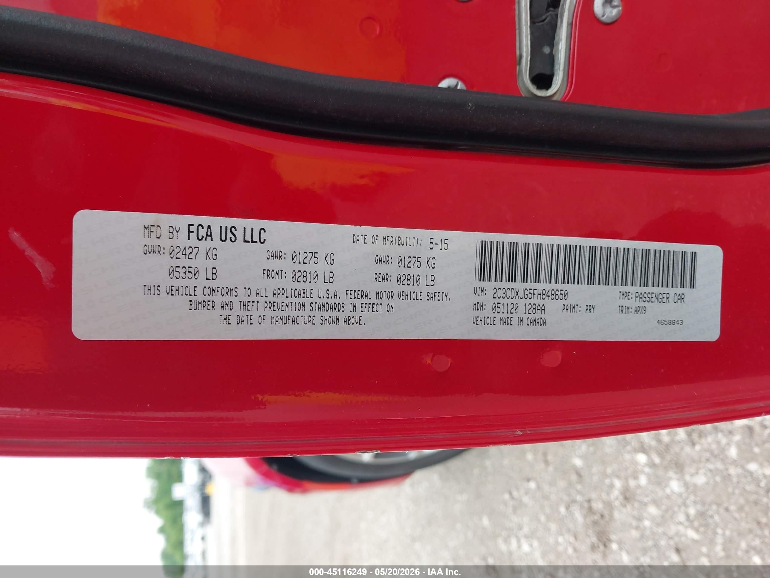 2015 Dodge Charger Sxt Red vin: 2C3CDXJG5FH848650