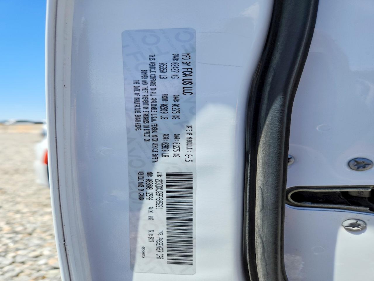 2015 Dodge Charger Sxt White vin: 2C3CDXJG5FH905221