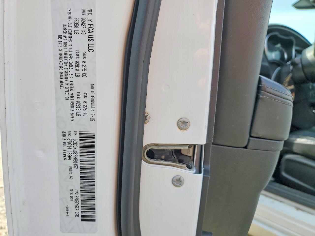 2015 Dodge Charger Sxt White vin: 2C3CDXJG6FH891457