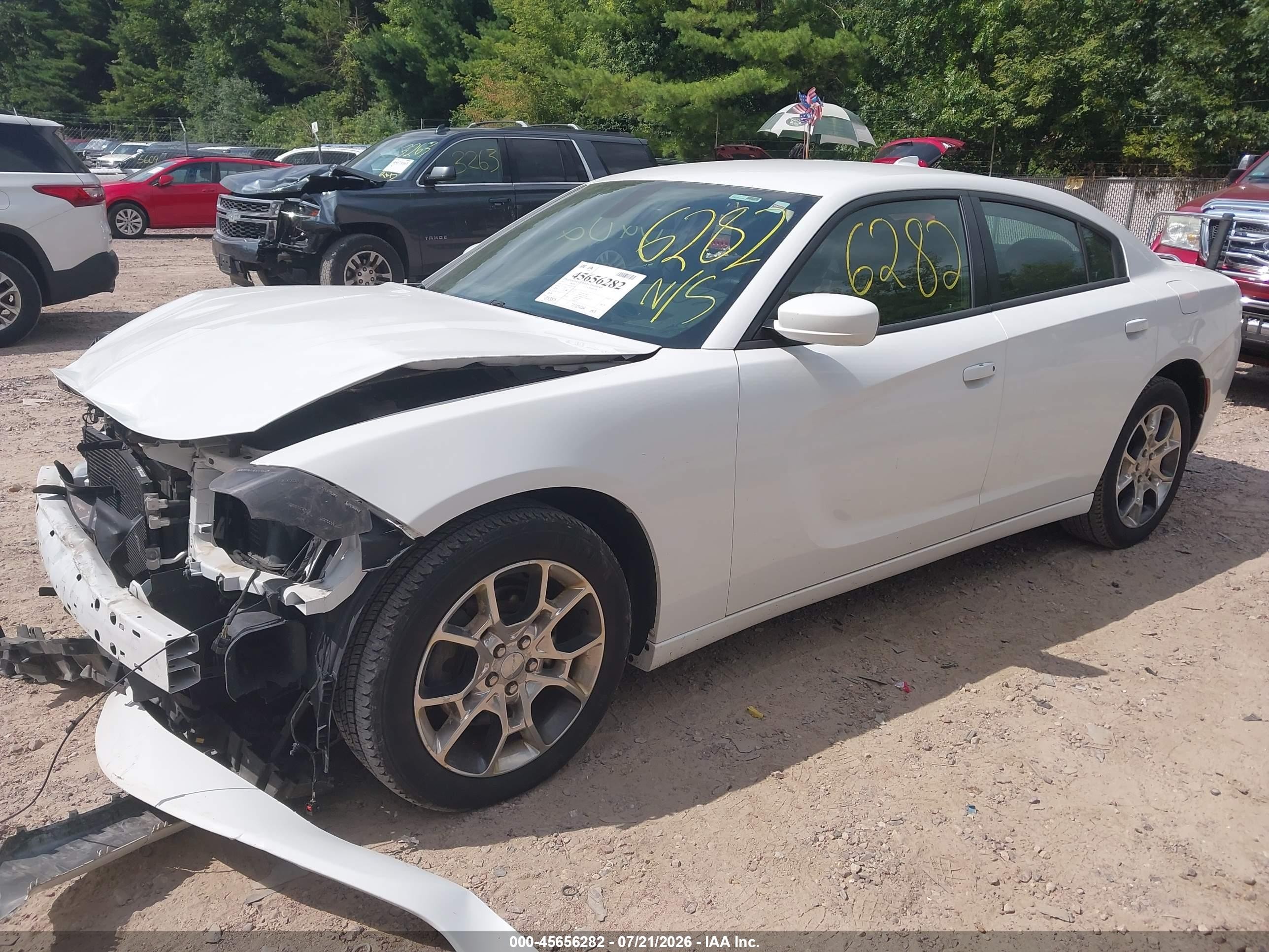 2015 Dodge Charger Sxt White vin: 2C3CDXJG6FH919760