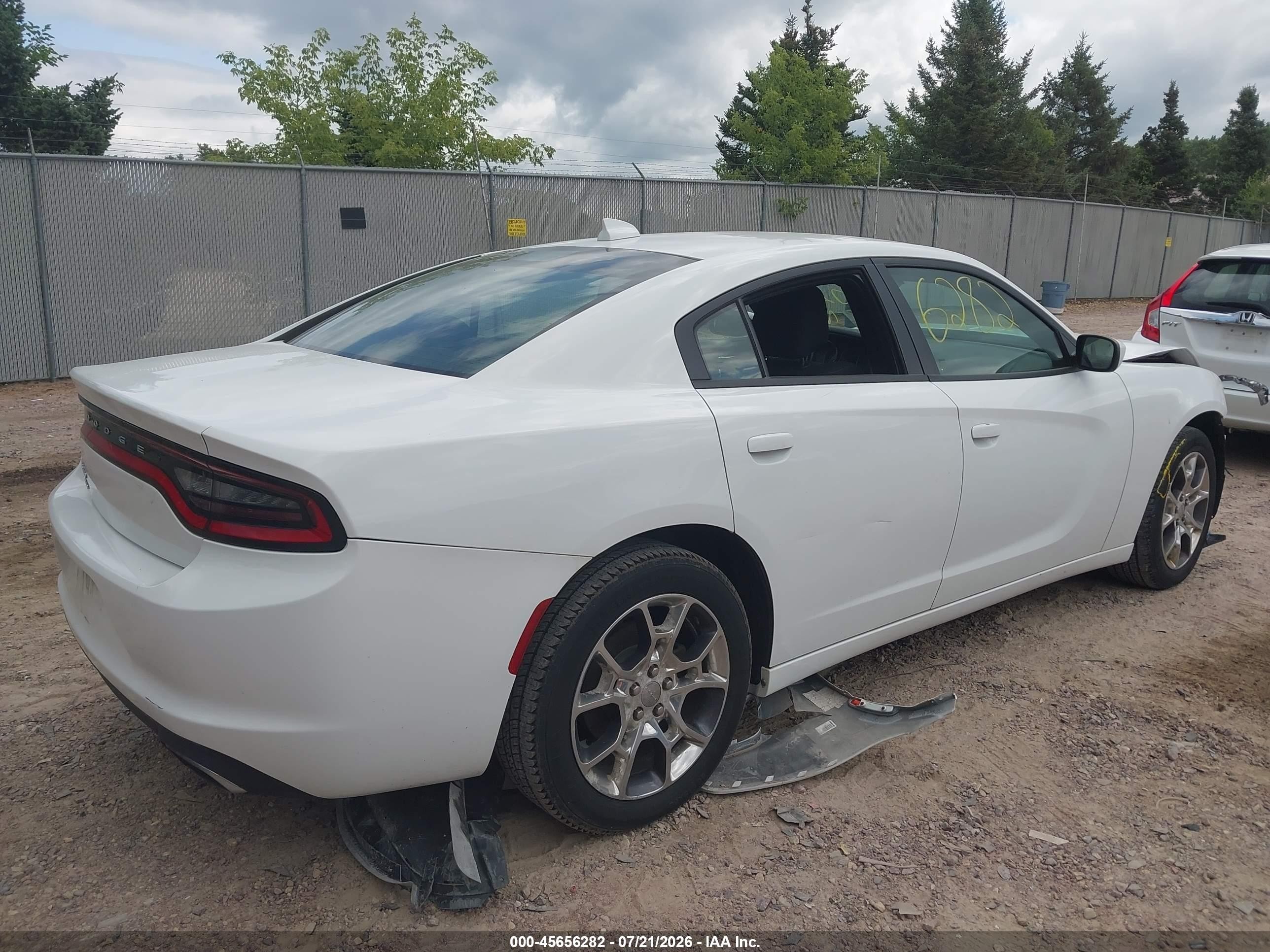2015 Dodge Charger Sxt White vin: 2C3CDXJG6FH919760