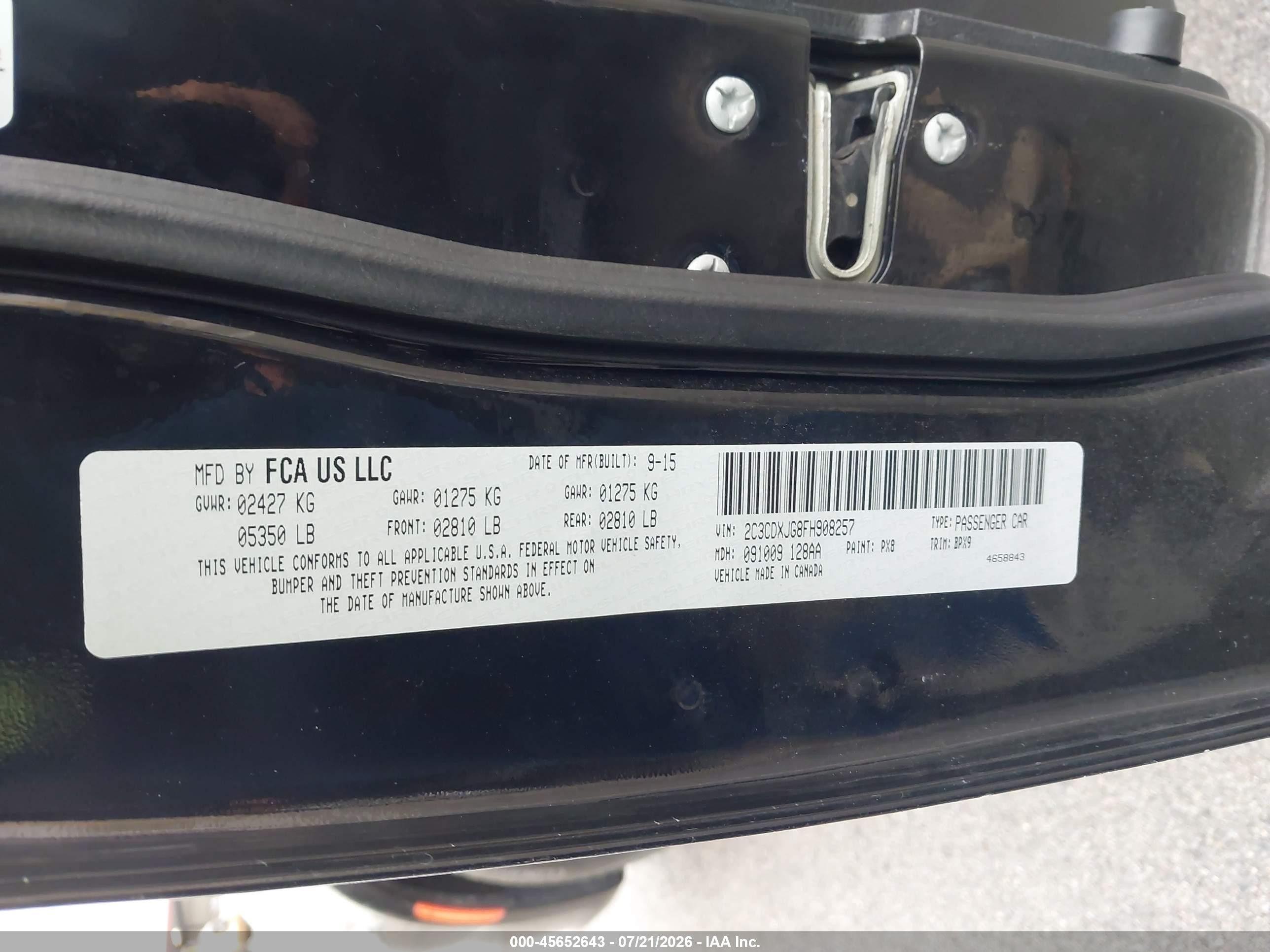 2015 Dodge Charger Sxt Black vin: 2C3CDXJG8FH908257