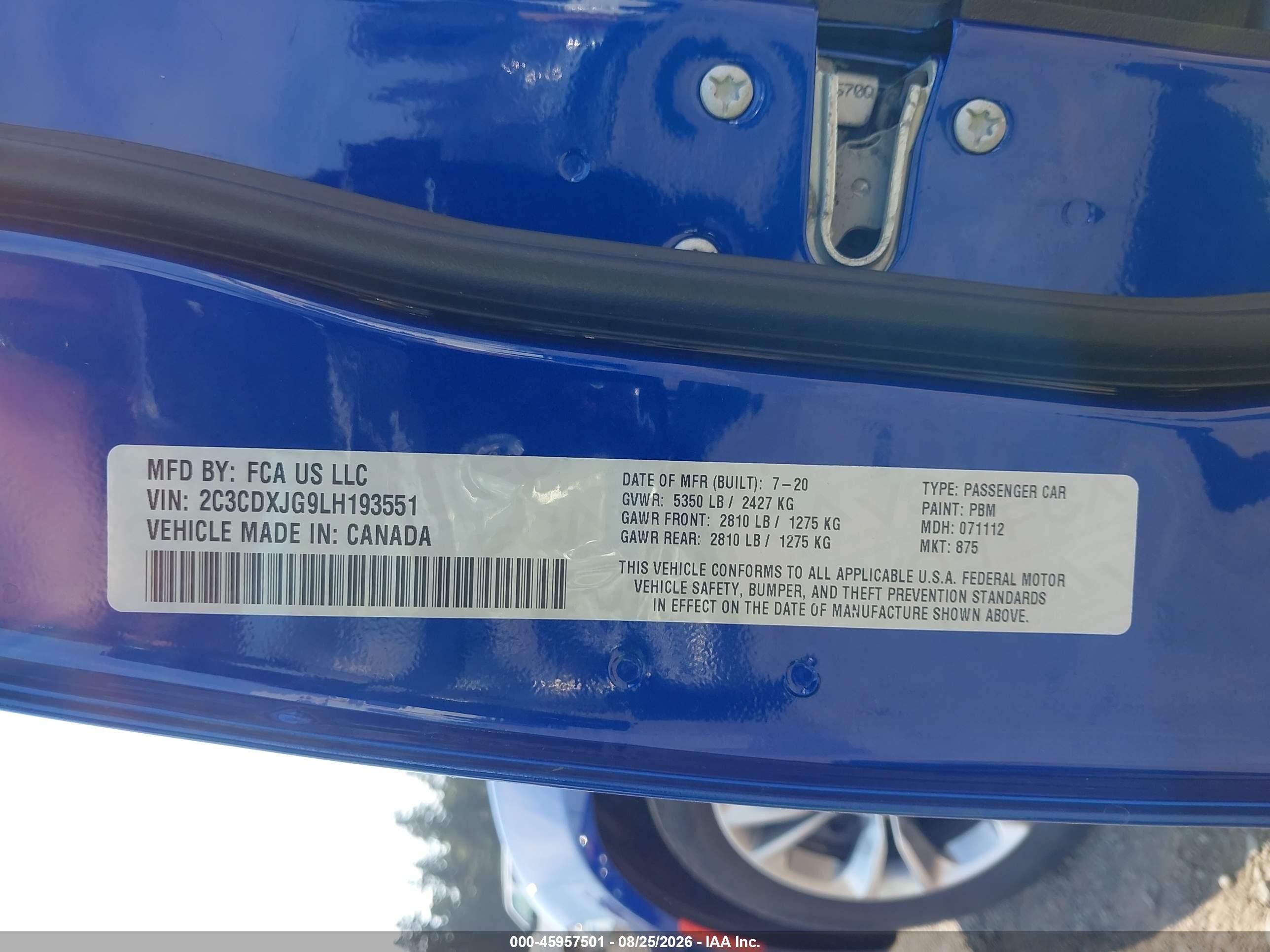 2020 Dodge Charger Sxt Awd Blue vin: 2C3CDXJG9LH193551