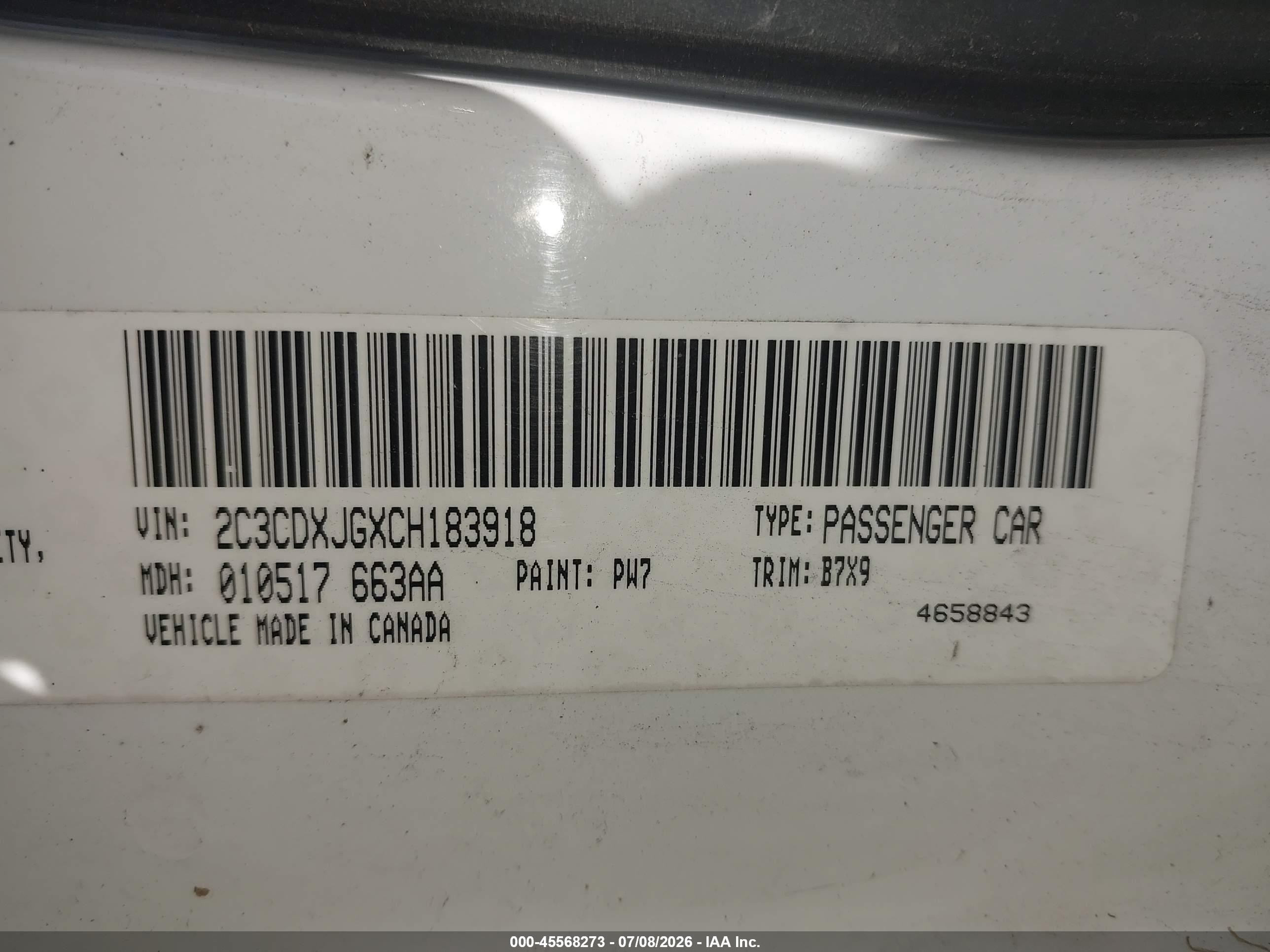2012 Dodge Charger Sxt Белый vin: 2C3CDXJGXCH183918