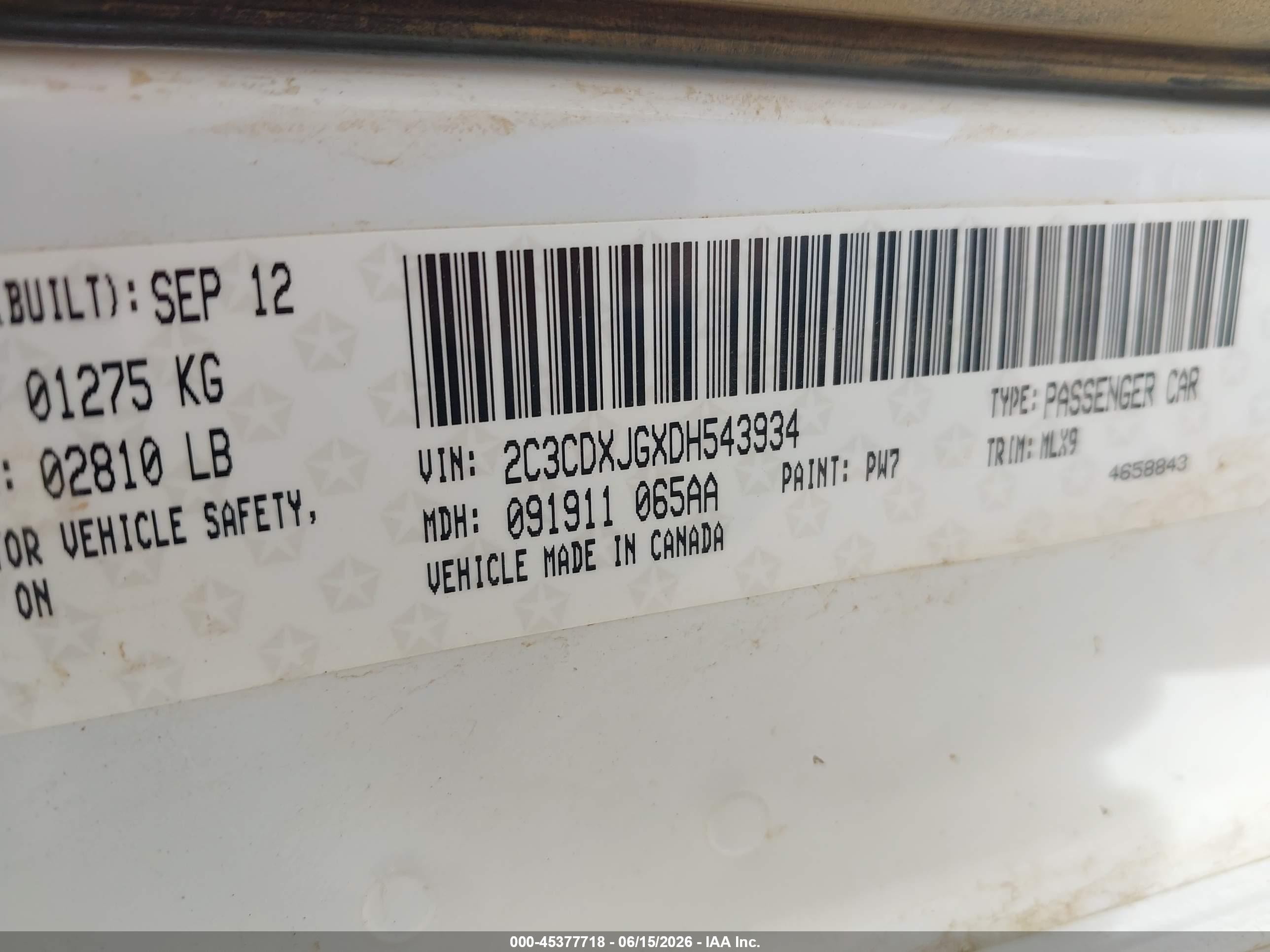 2013 Dodge Charger Sxt Plus White vin: 2C3CDXJGXDH543934
