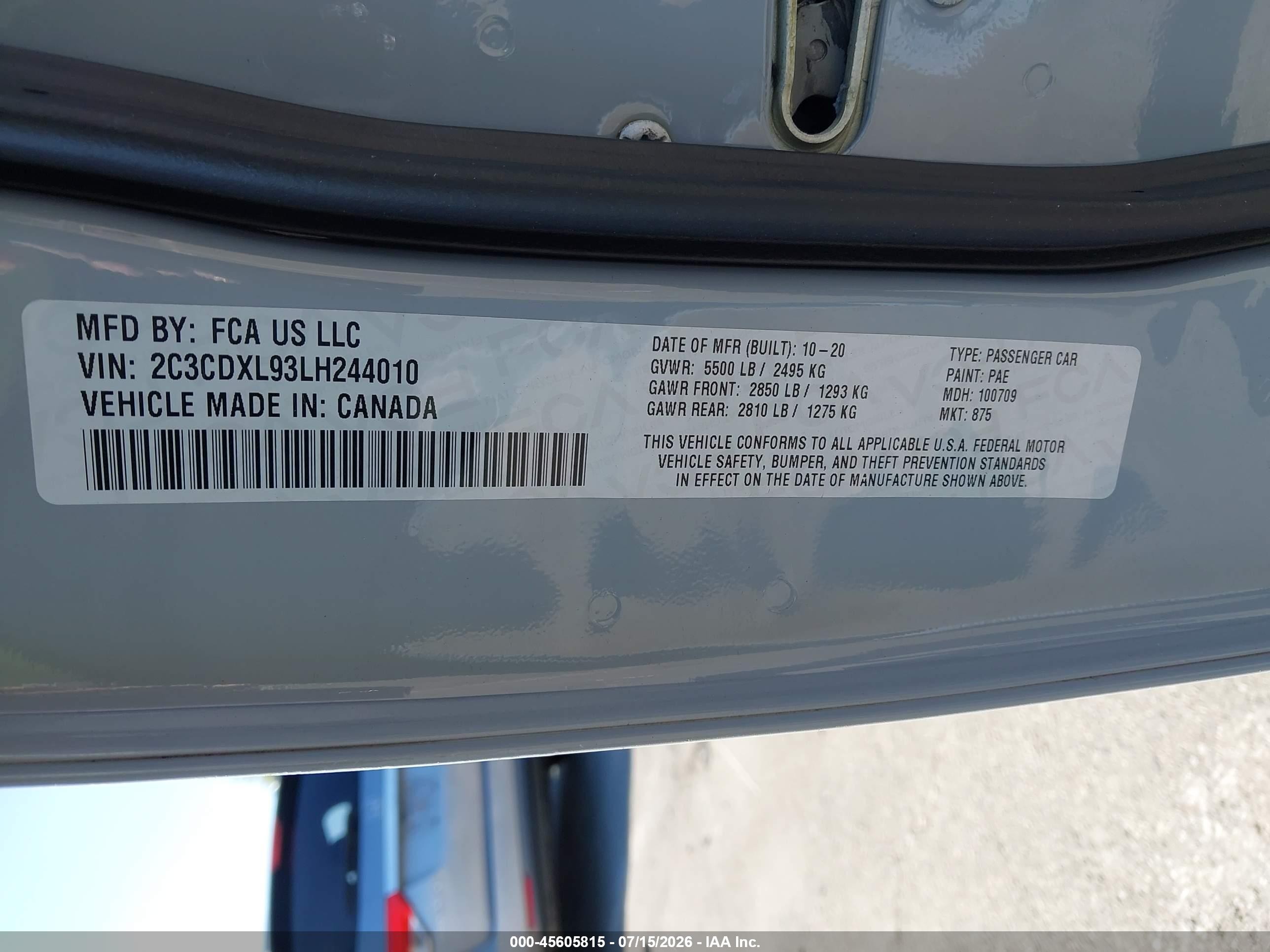 2020 Dodge Charger Srt Gray vin: 2C3CDXL93LH244010