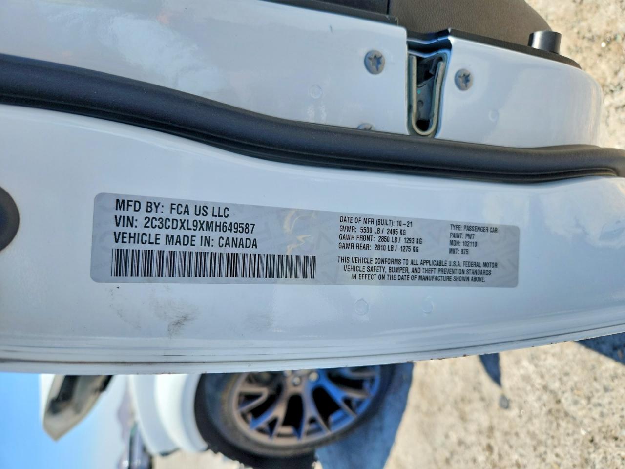 2021 Dodge Charger Srt Hellcat White vin: 2C3CDXL9XMH649587