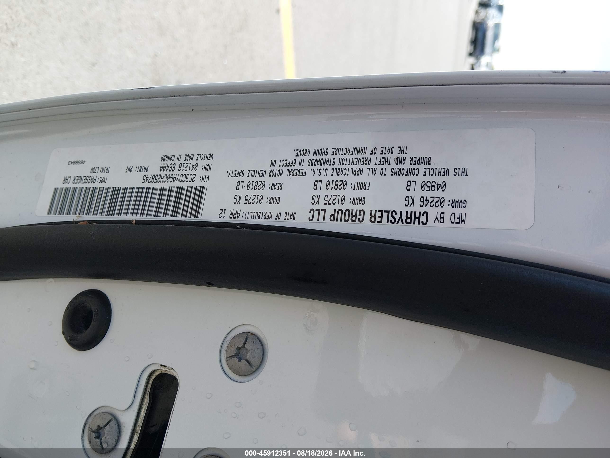 2012 Dodge Challenger Sxt Белый vin: 2C3CDYAG0CH258745