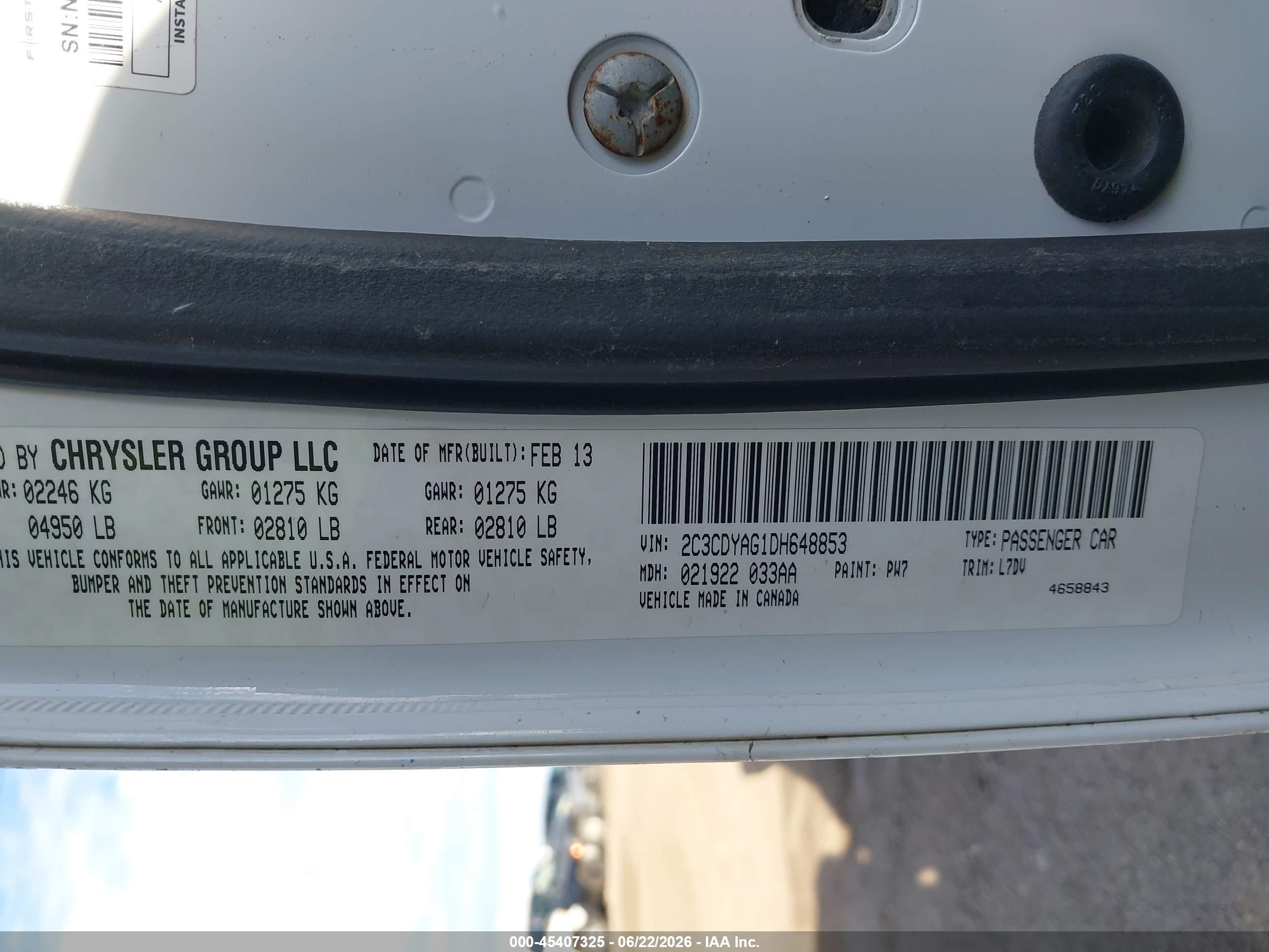 2013 Dodge Challenger Sxt White vin: 2C3CDYAG1DH648853