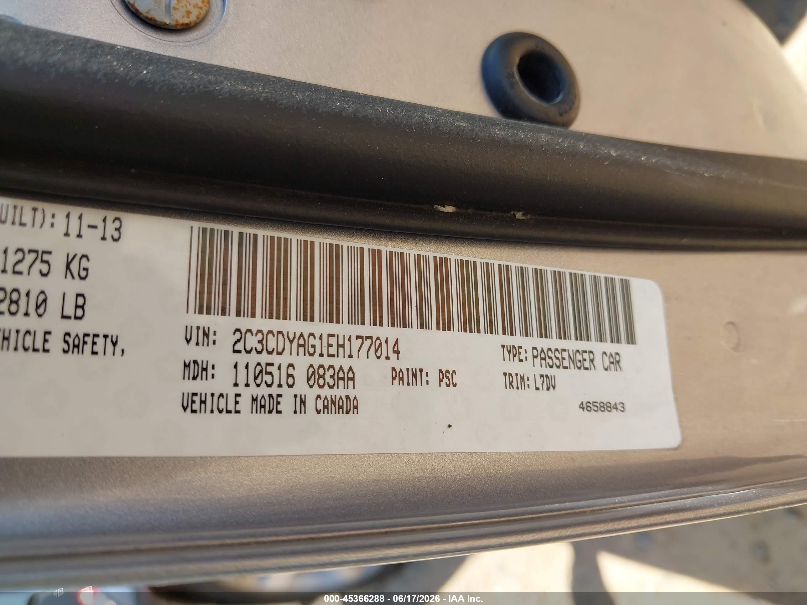 2014 Dodge Challenger Sxt Silver vin: 2C3CDYAG1EH177014