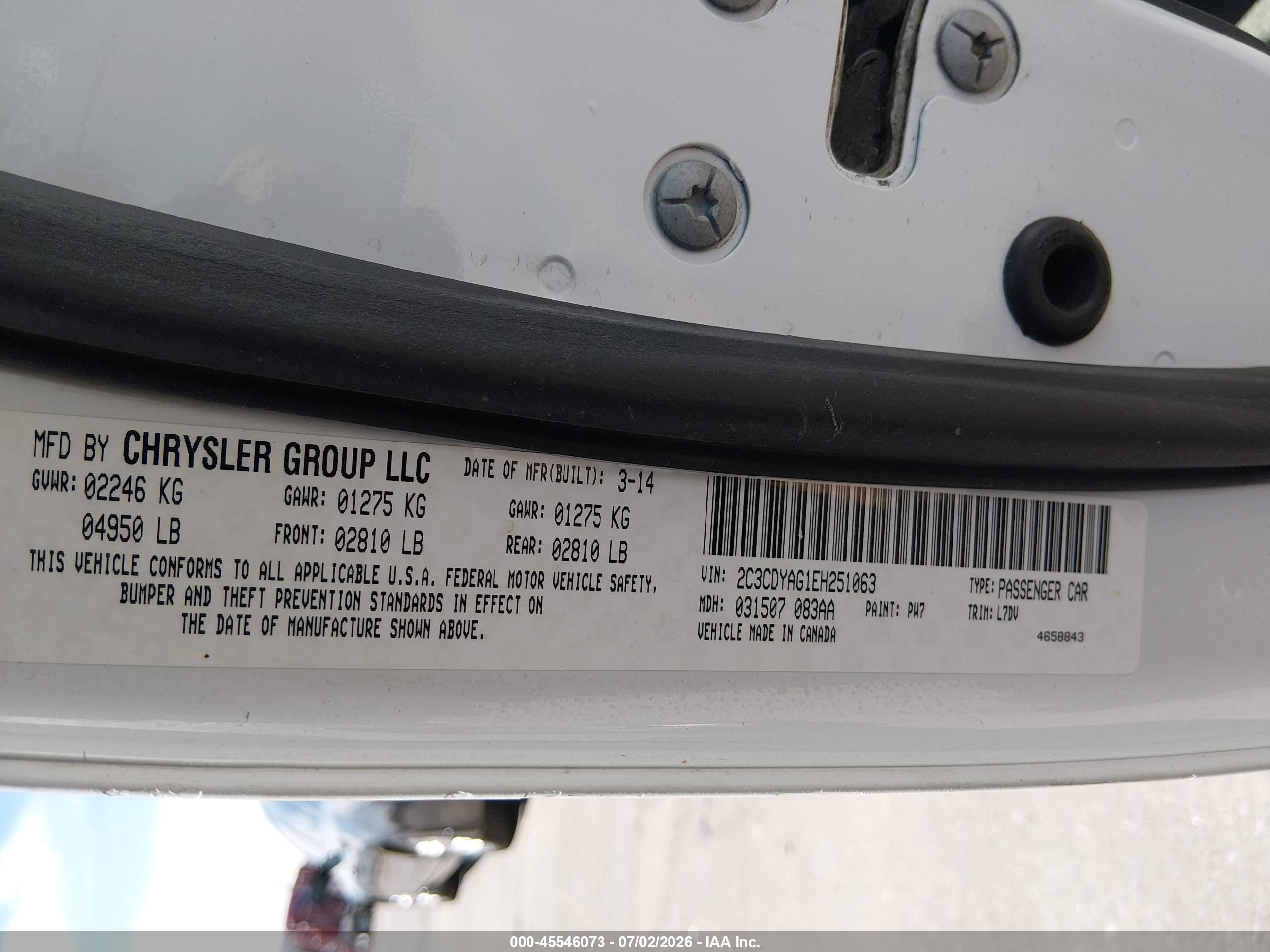 2014 Dodge Challenger Sxt White vin: 2C3CDYAG1EH251063