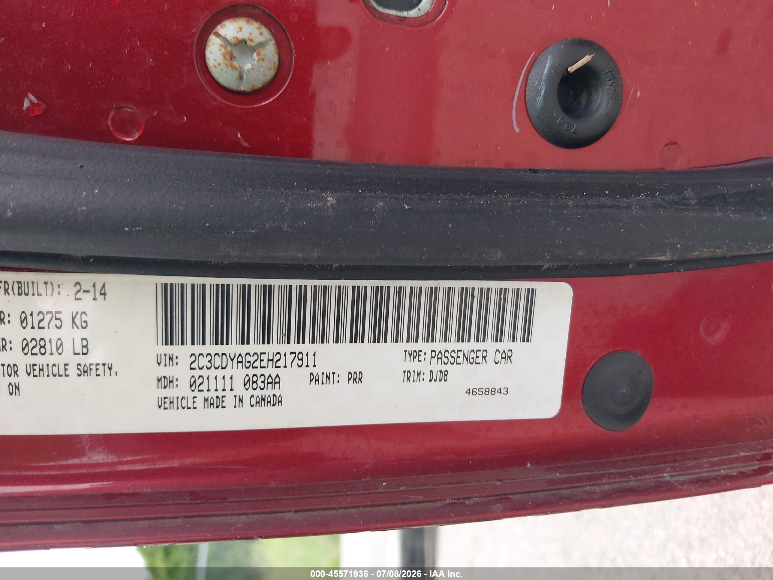 2014 Dodge Challenger Sxt 100th Anniversary Appearance Group Red vin: 2C3CDYAG2EH217911