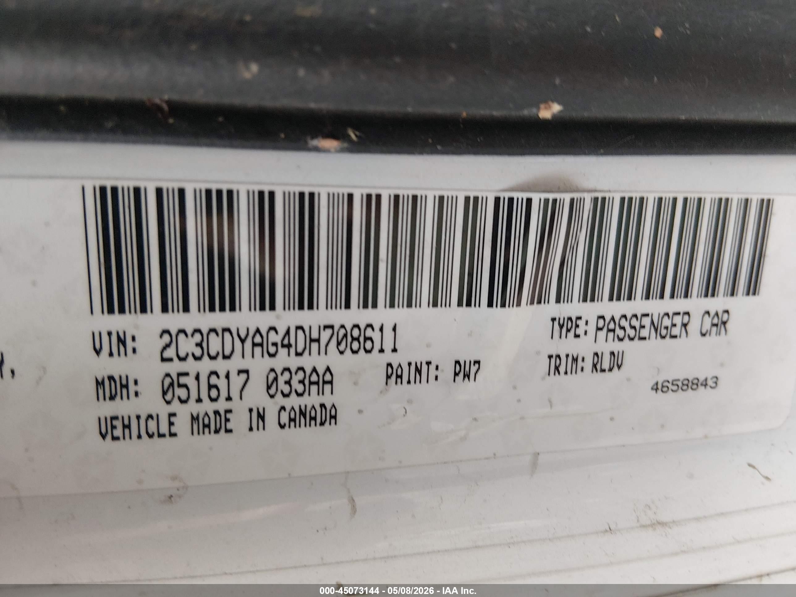 2013 Dodge Challenger Sxt Plus White vin: 2C3CDYAG4DH708611