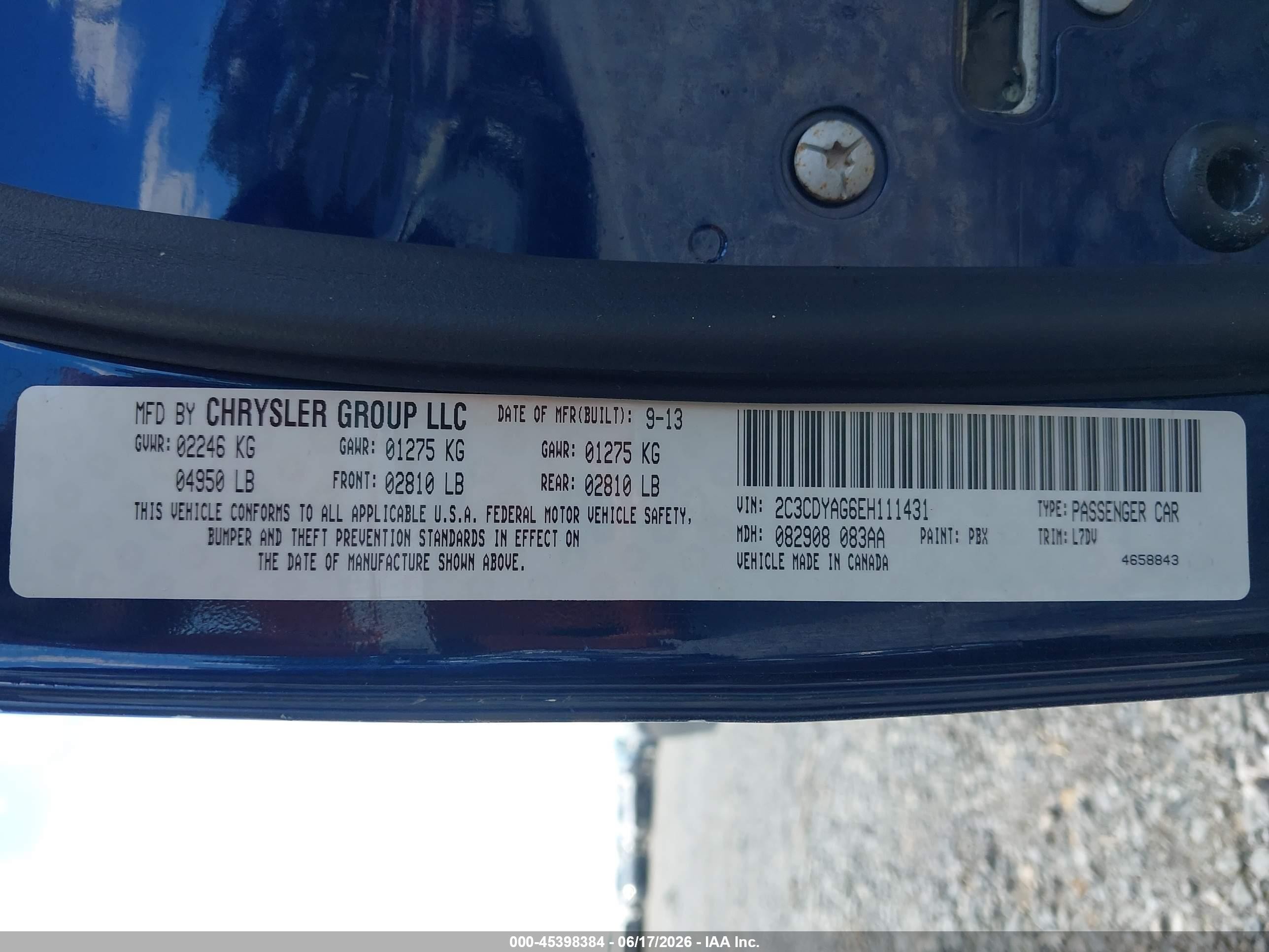 2014 Dodge Challenger Sxt Dark Blue vin: 2C3CDYAG6EH111431