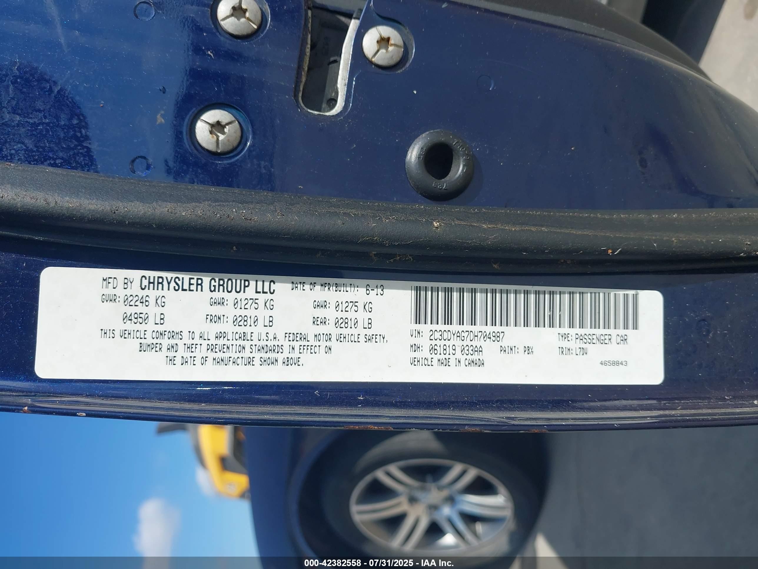 2013 Dodge Challenger Sxt vin: 2C3CDYAG7DH704987