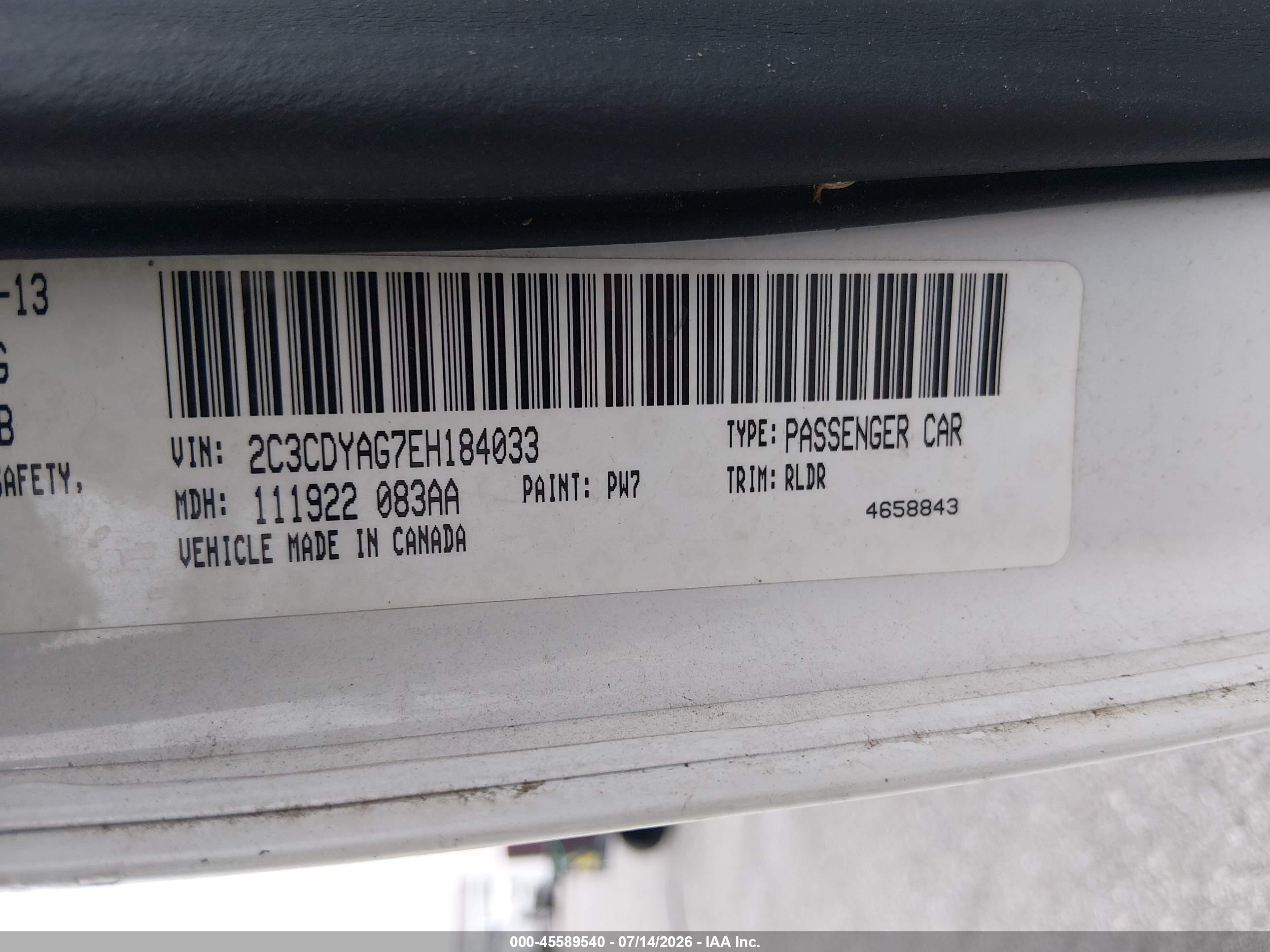 2014 Dodge Challenger Rallye Redline Белый vin: 2C3CDYAG7EH184033