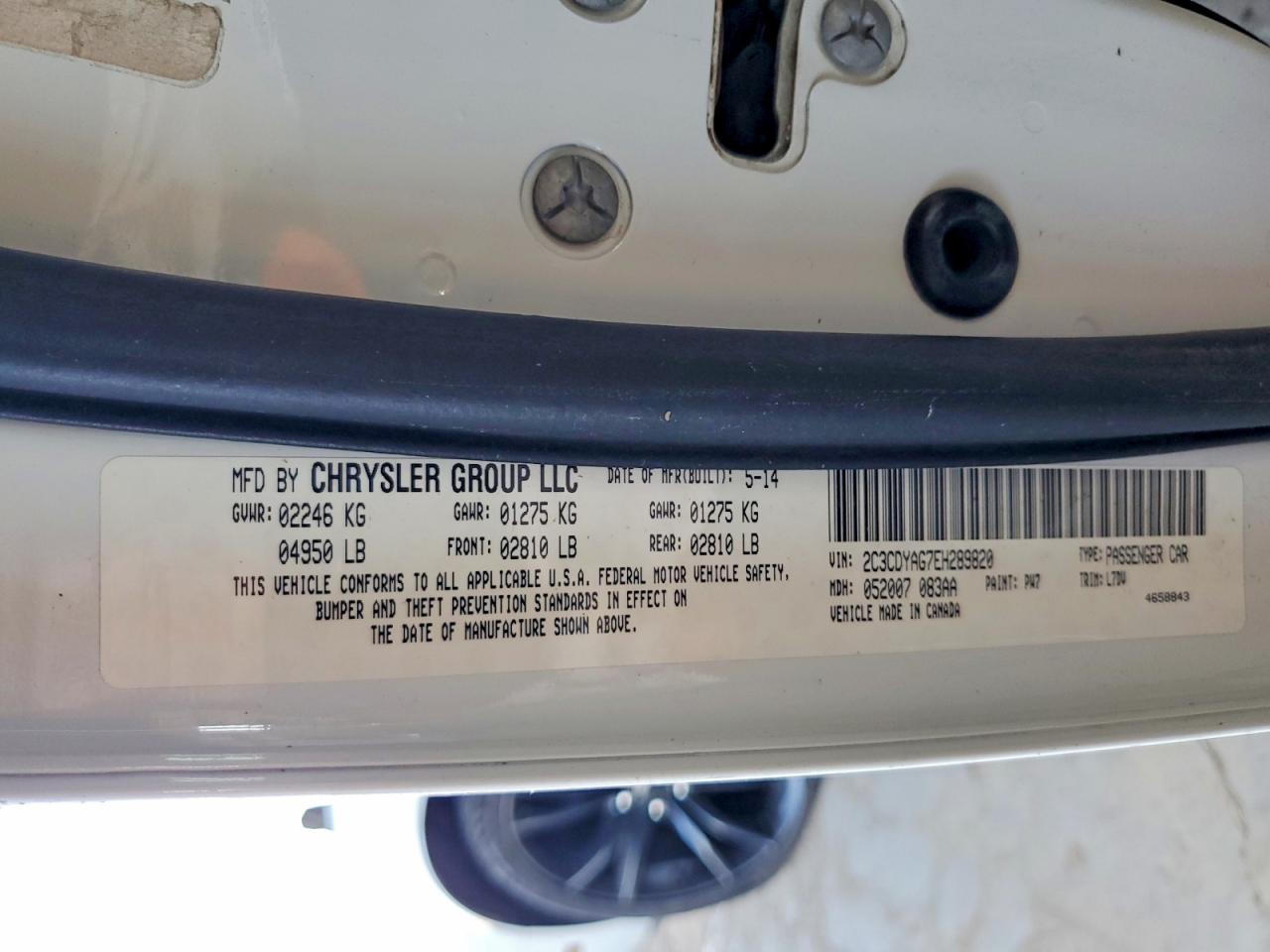 2014 Dodge Challenger Sxt White vin: 2C3CDYAG7EH289820