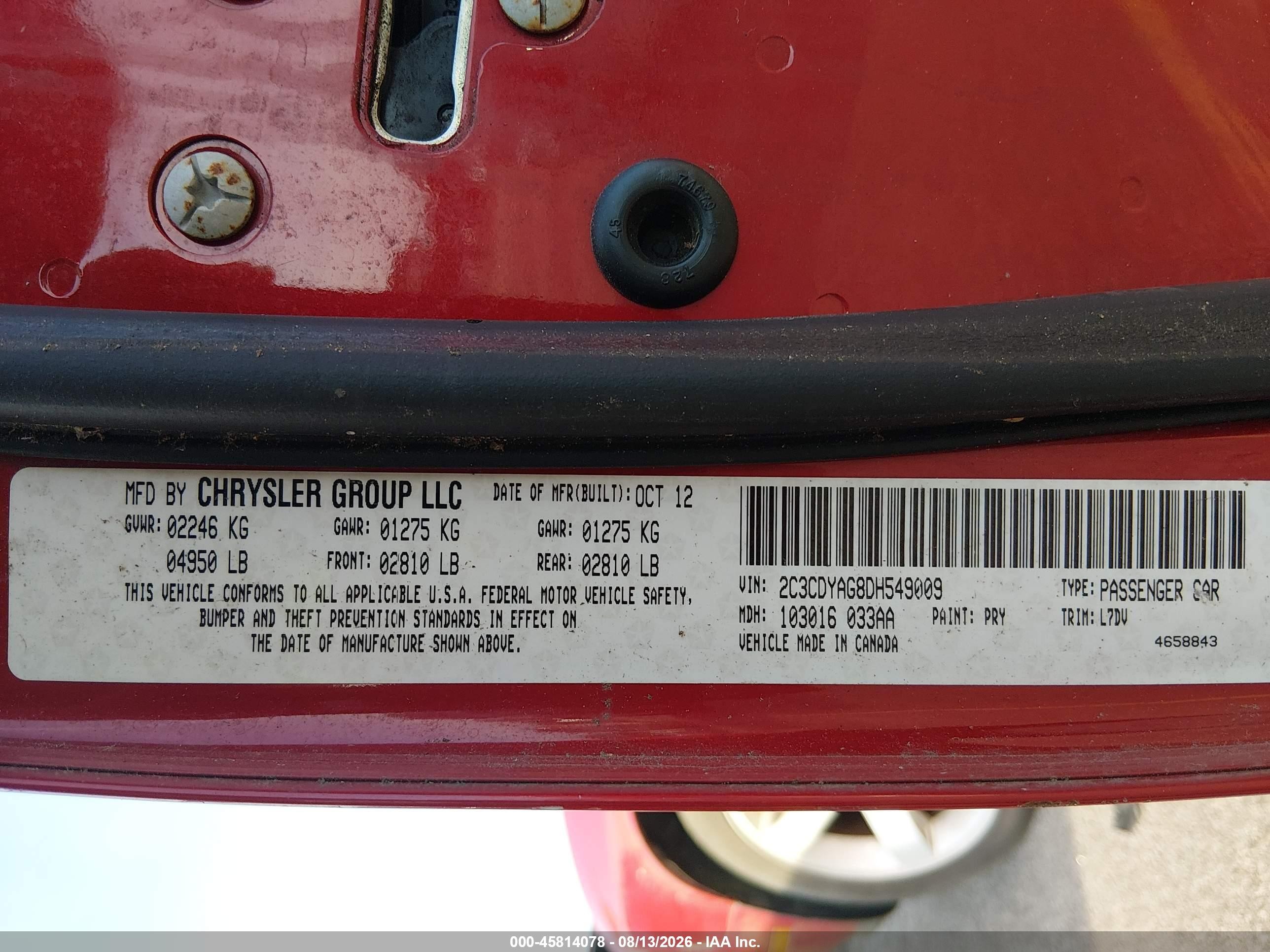 2013 Dodge Challenger Sxt Красный vin: 2C3CDYAG8DH549009