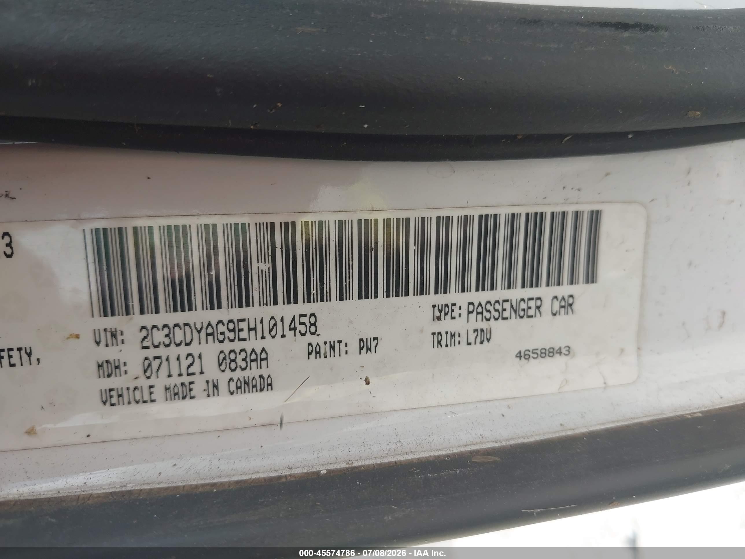 2014 Dodge Challenger Sxt White vin: 2C3CDYAG9EH101458