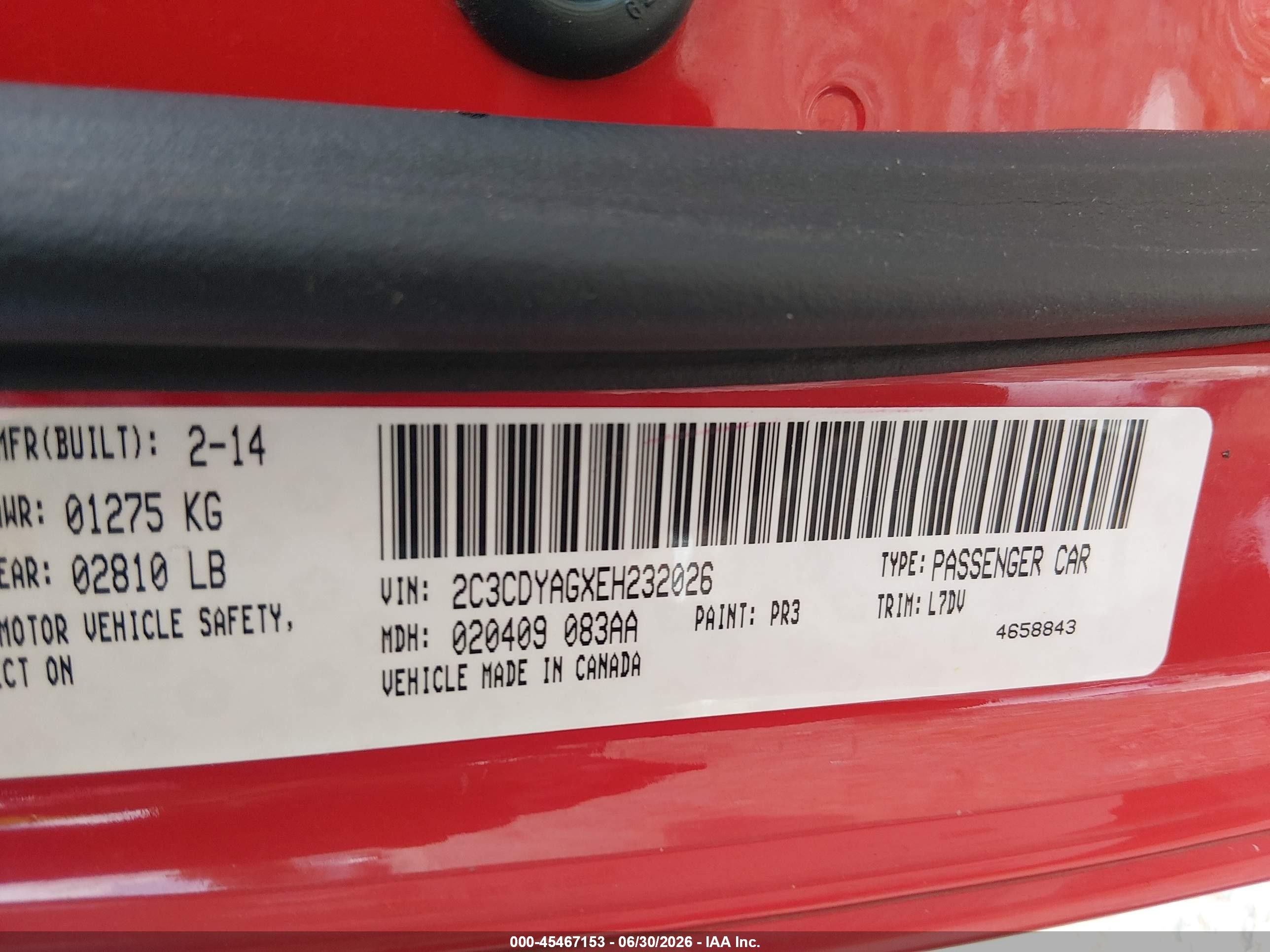 2014 Dodge Challenger Sxt Red vin: 2C3CDYAGXEH232026