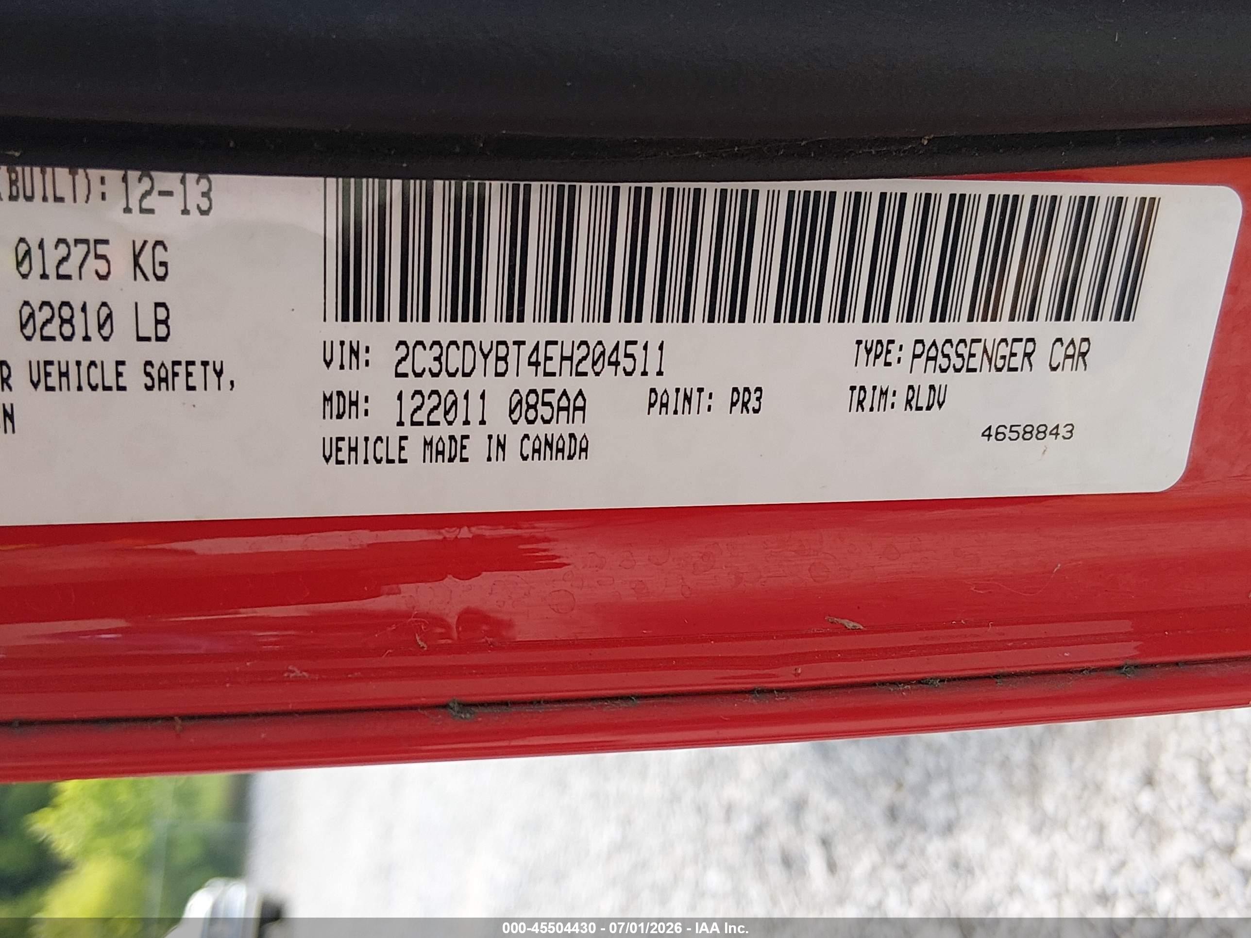 2014 Dodge Challenger R/t Plus Red vin: 2C3CDYBT4EH204511