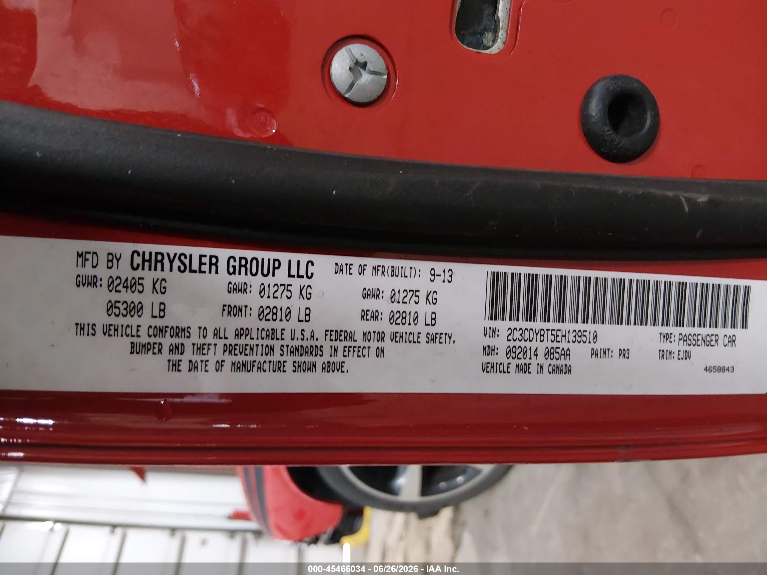 2014 Dodge Challenger R/t Classic Red vin: 2C3CDYBT5EH139510