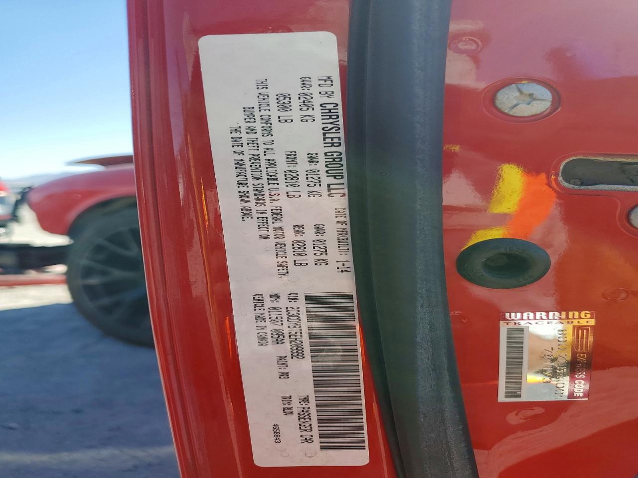 2014 Dodge Challenger R/t Red vin: 2C3CDYBT5EH209992