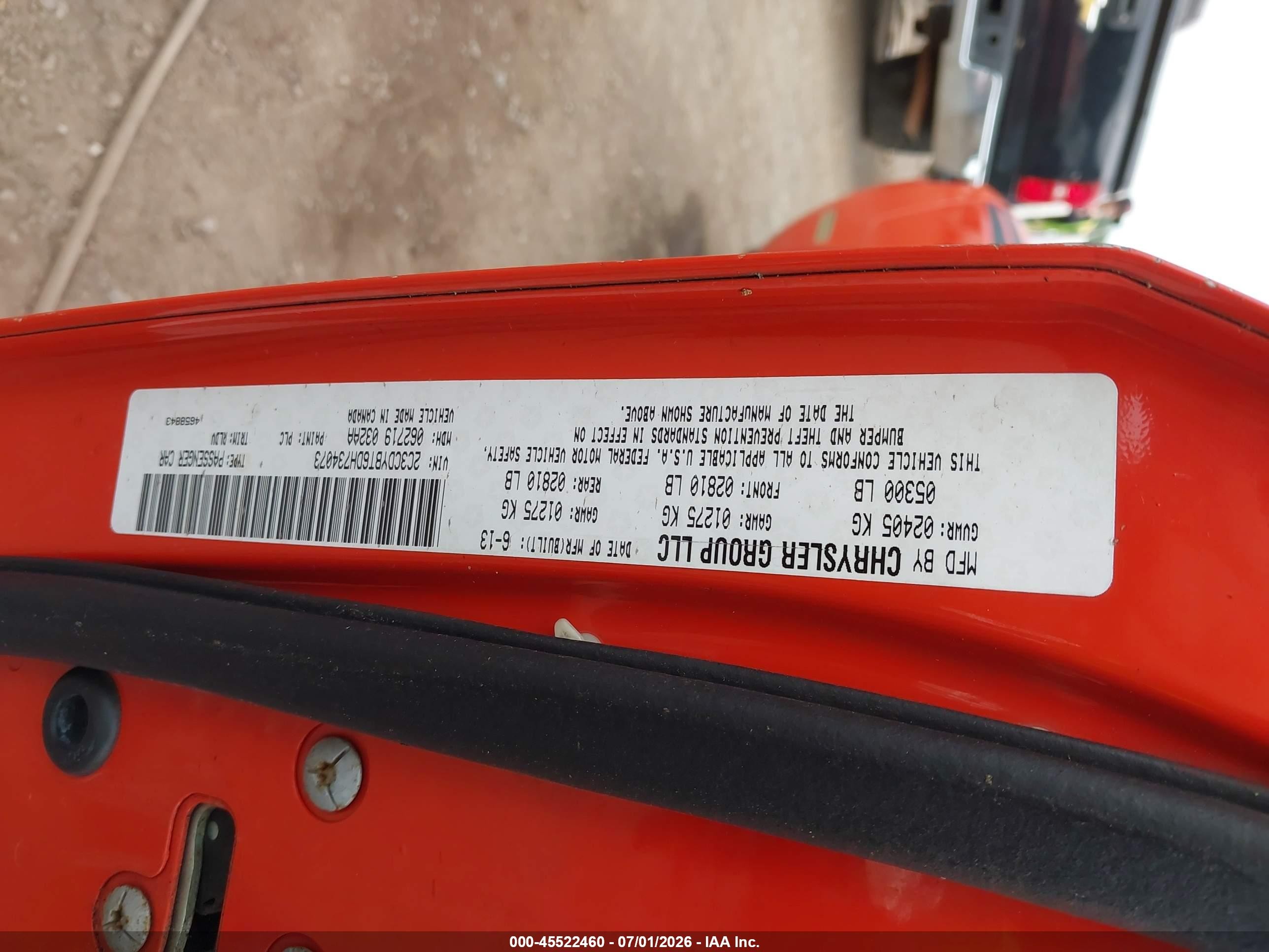 2013 Dodge Challenger R/t Classic Orange vin: 2C3CDYBT6DH734073