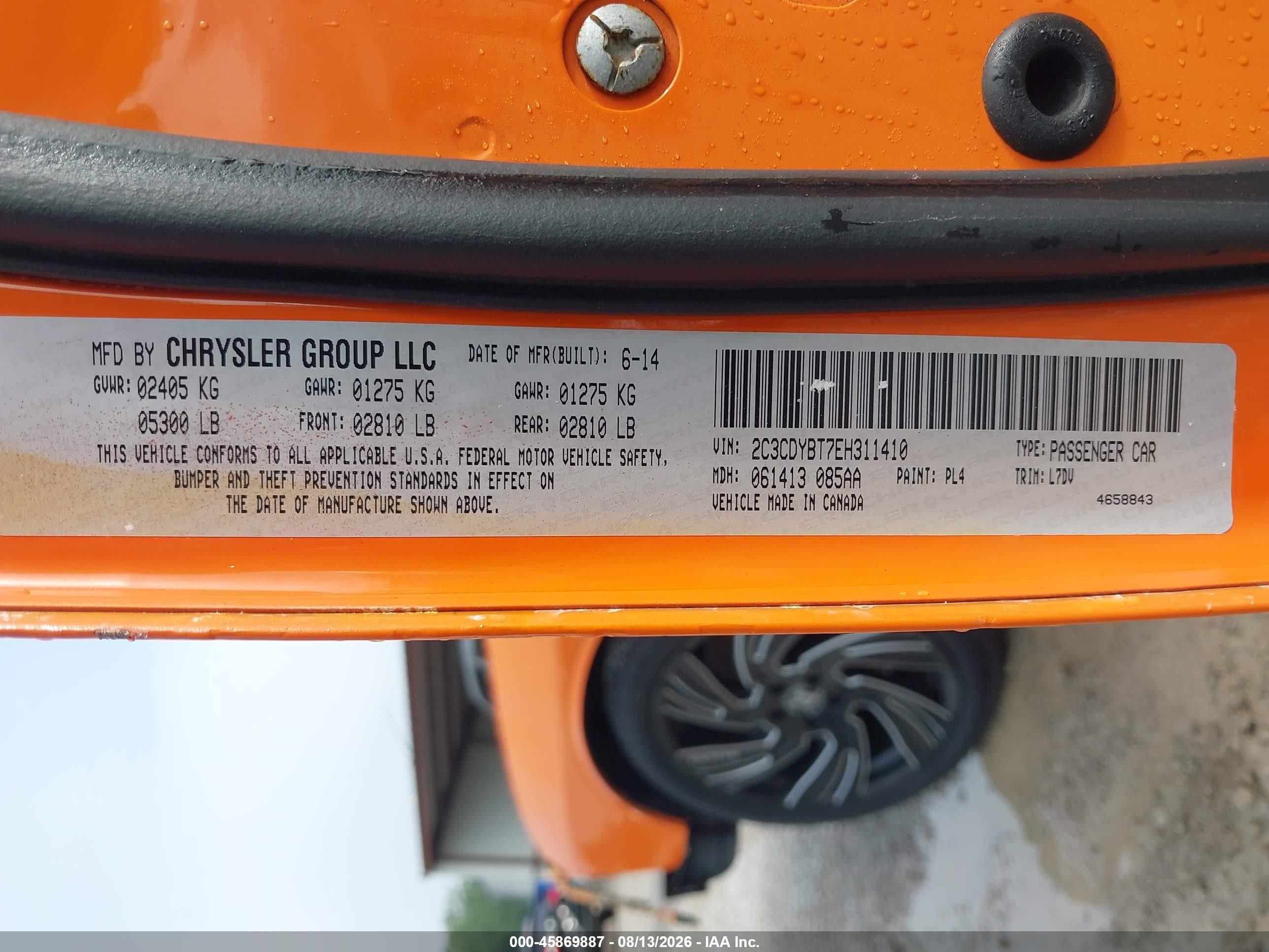 2014 Dodge Challenger R/t Orange vin: 2C3CDYBT7EH311410