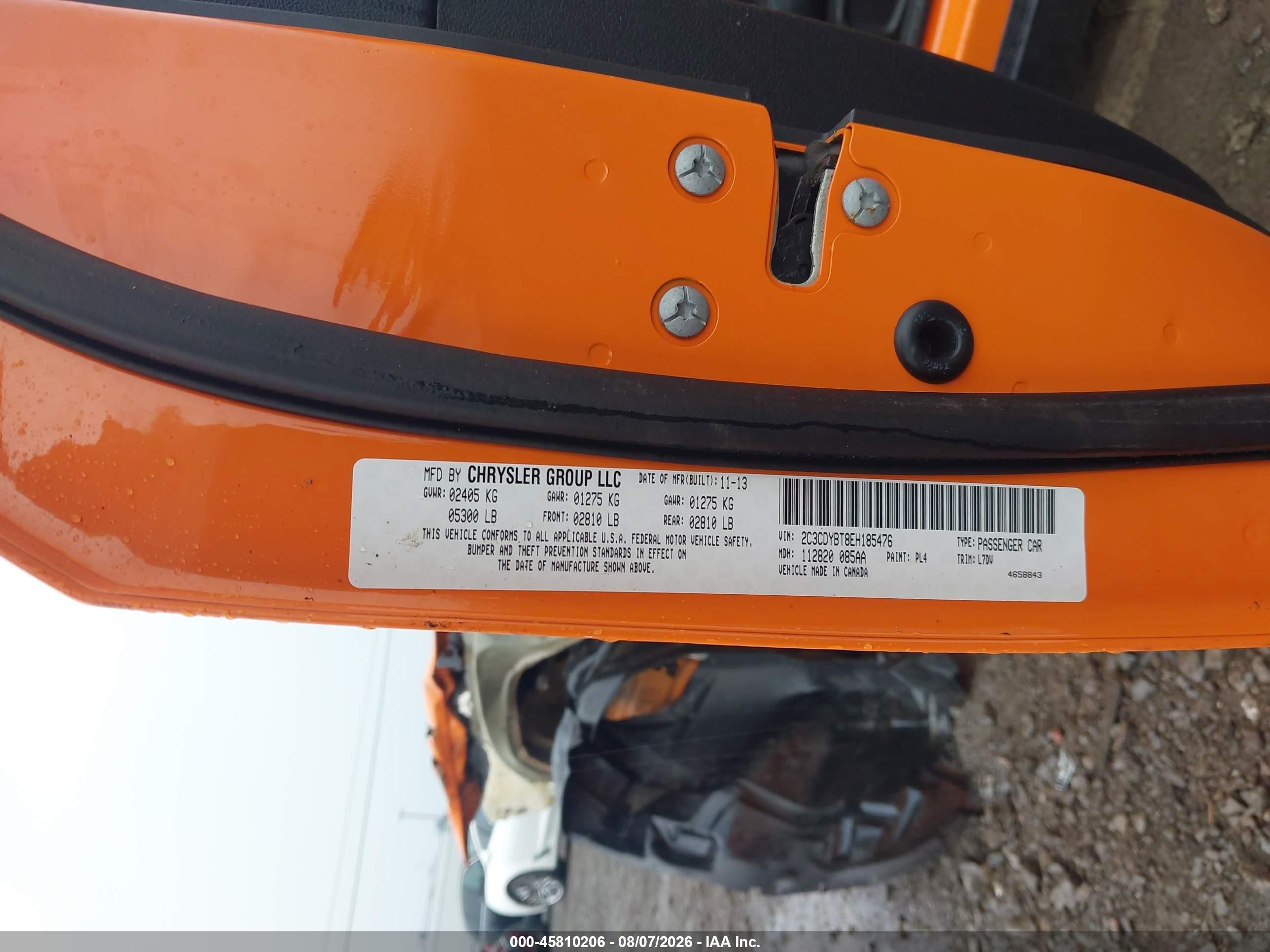 2014 Dodge Challenger R/t Orange vin: 2C3CDYBT8EH185476